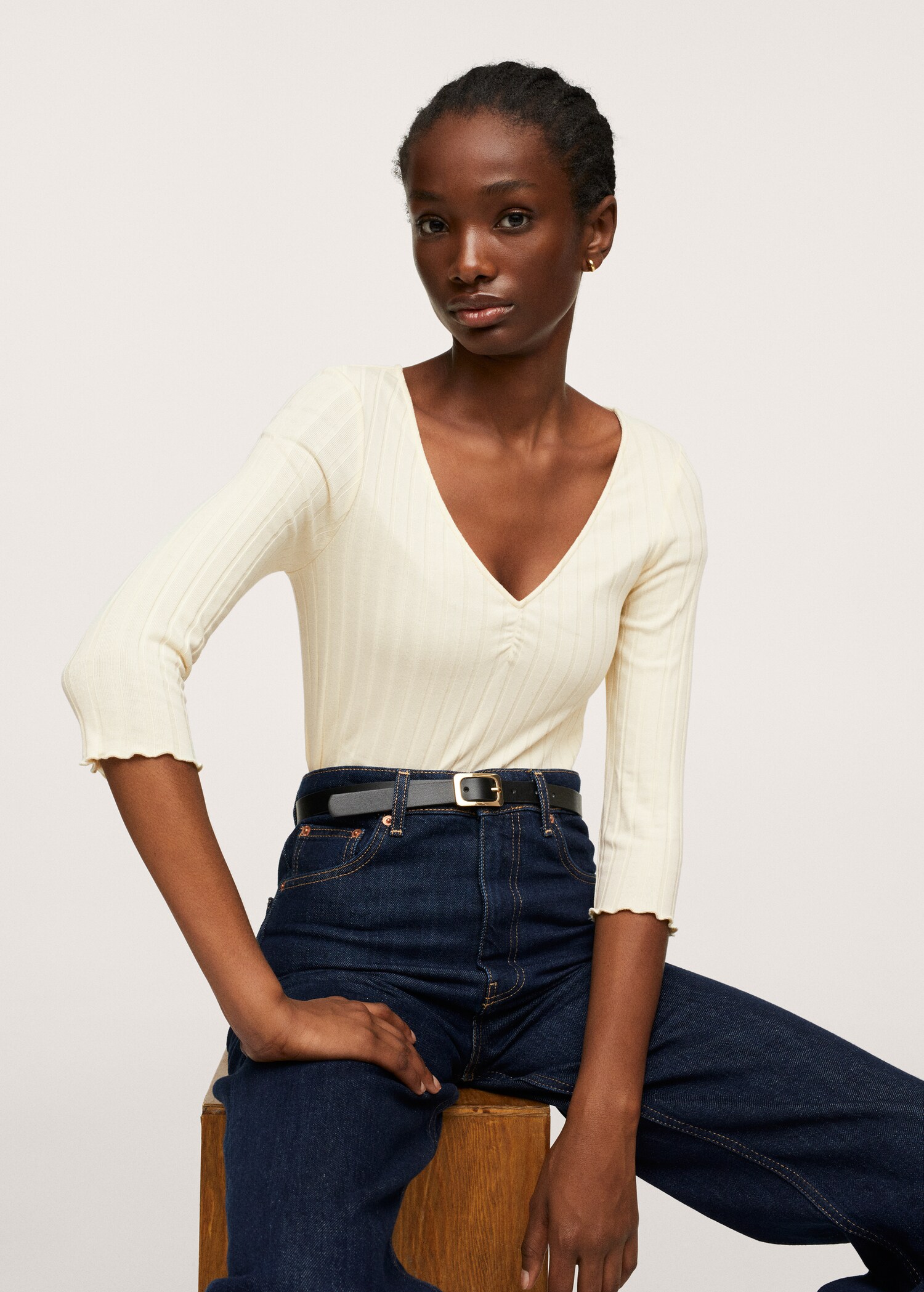 Gathered ribbed t-shirt - Details of the article 4