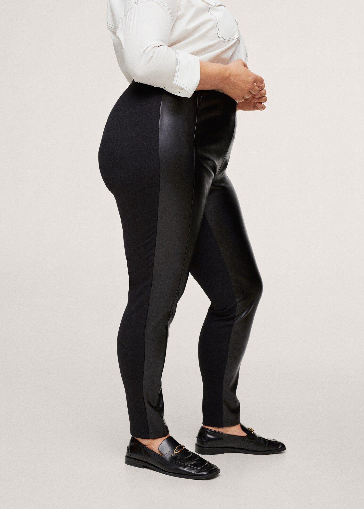 Combined leather effect leggings - Medium plane