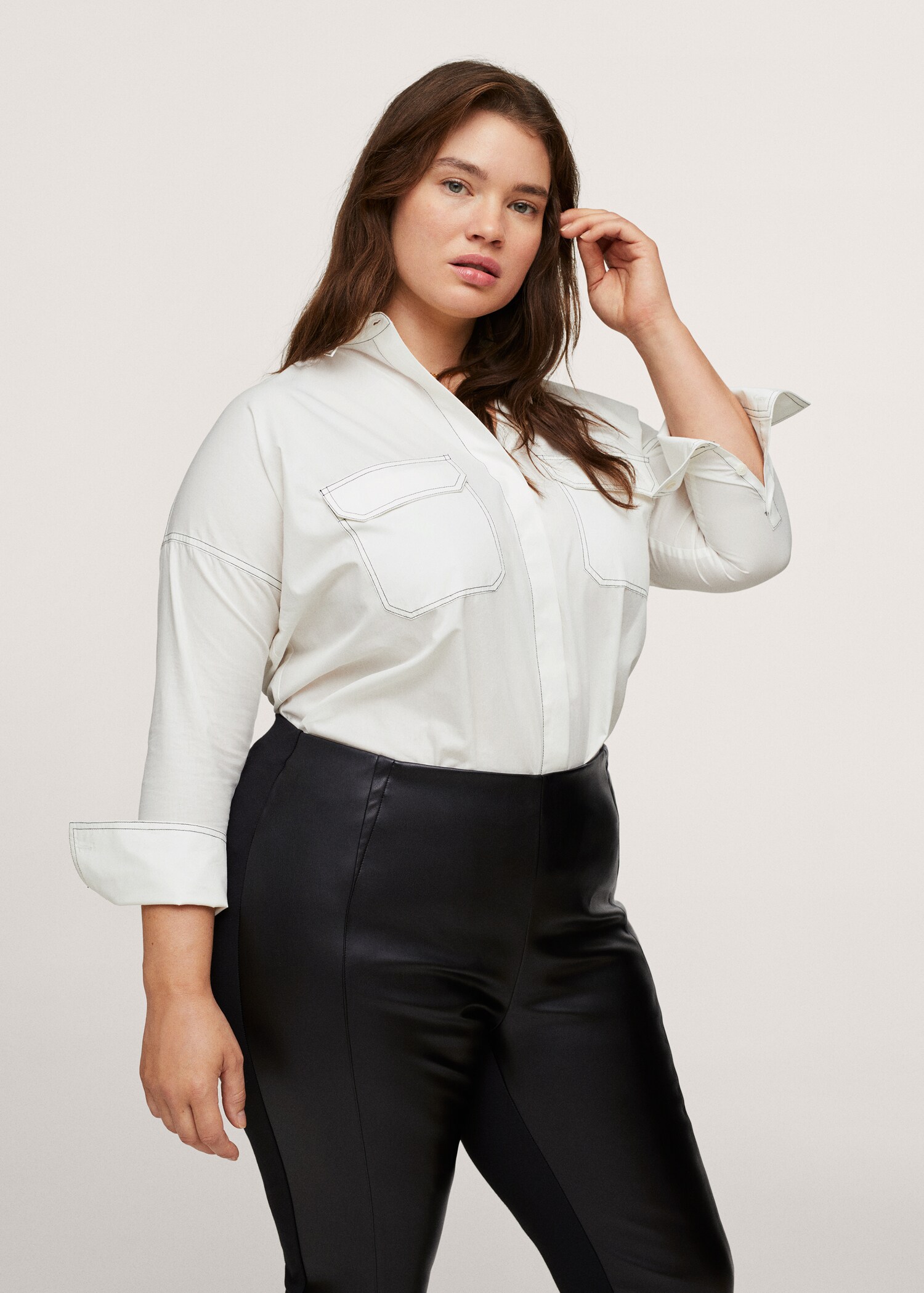 Combined leather effect leggings - Details of the article 2