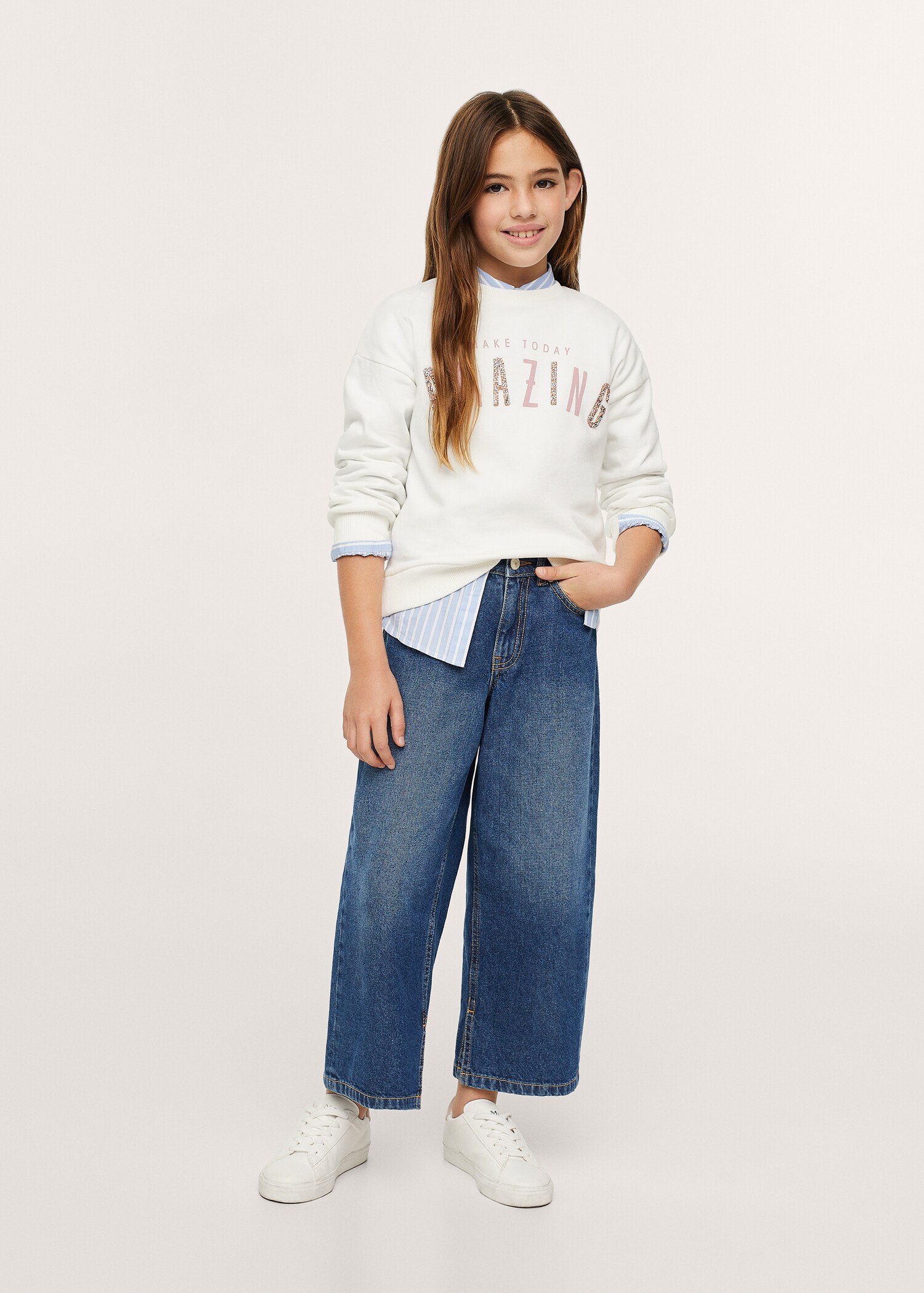 Sudadera algodón mensaje cristales - Plano medio