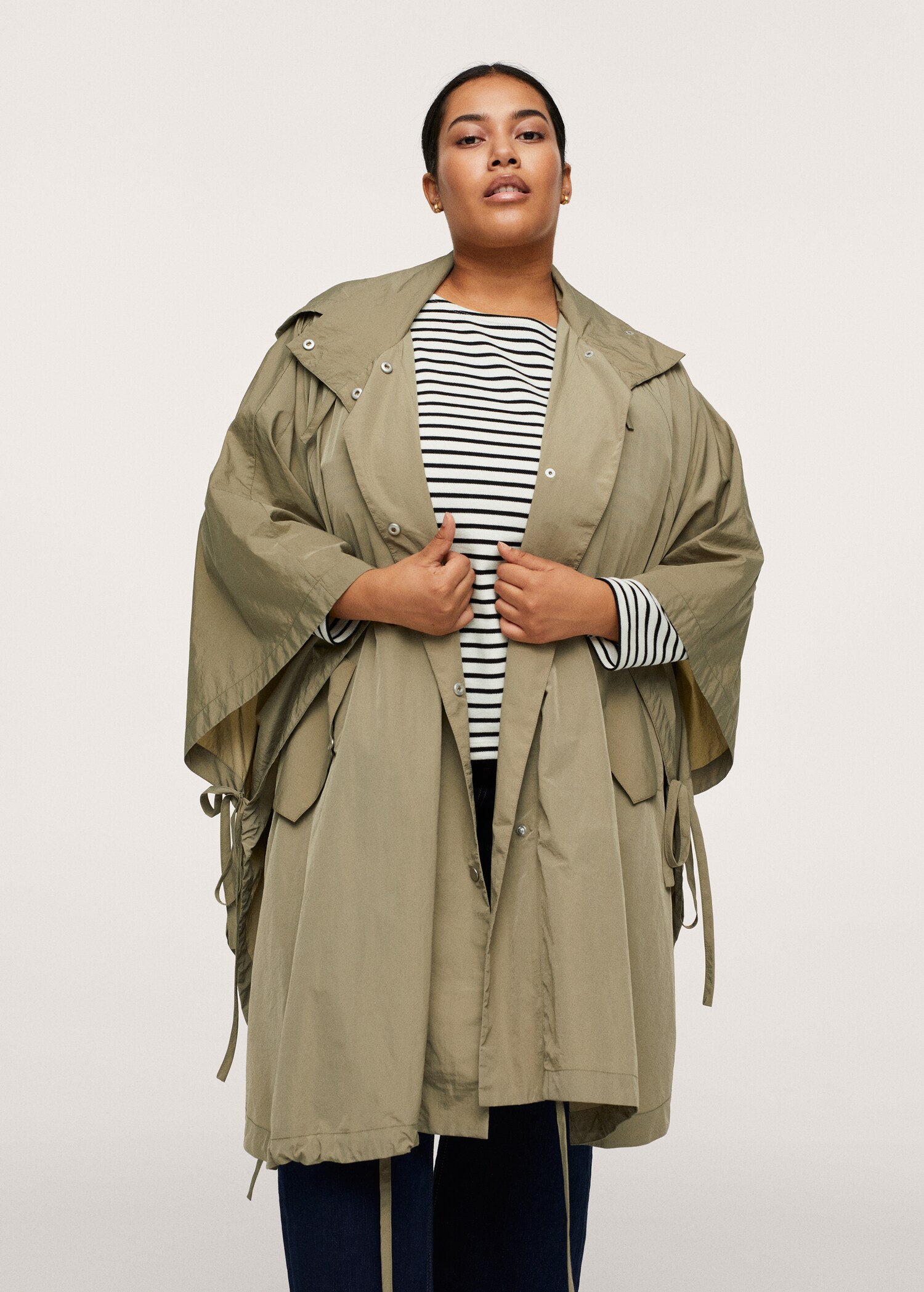 Hooded oversize cape - Medium plane