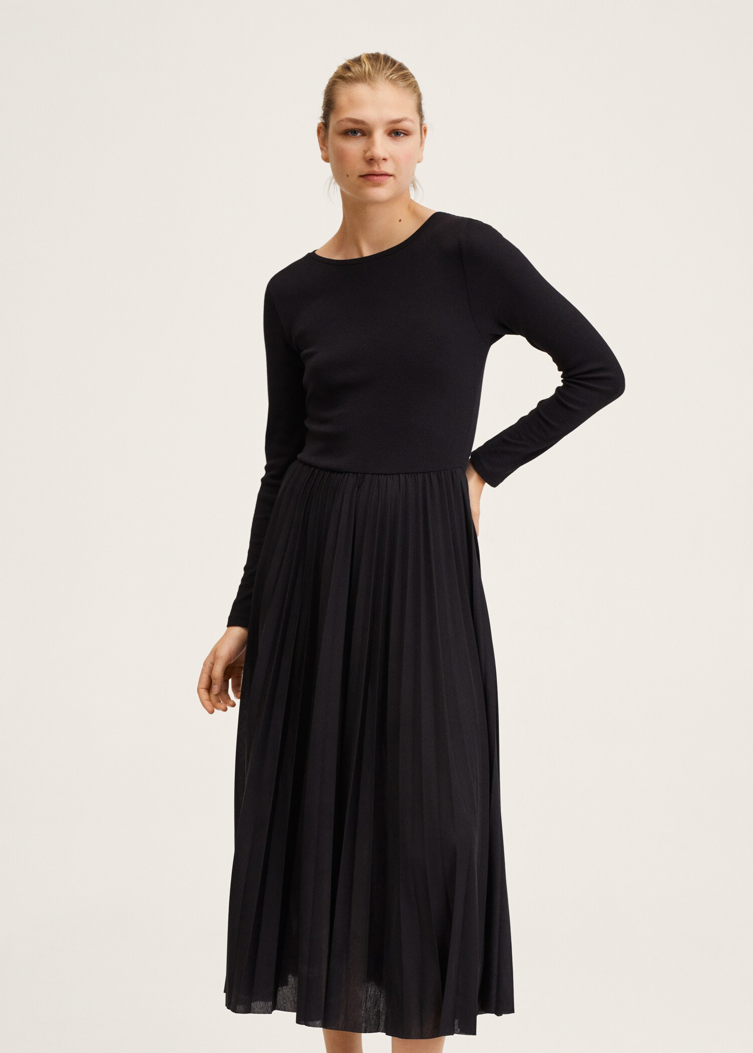Vestido plisado punto - Plano medio