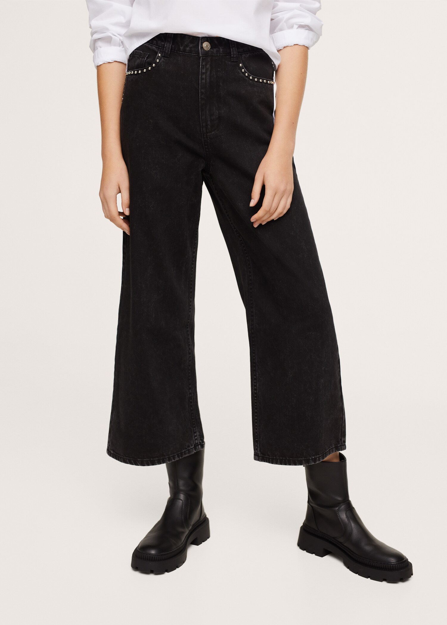 Studded culotte jeans - Details of the article 1