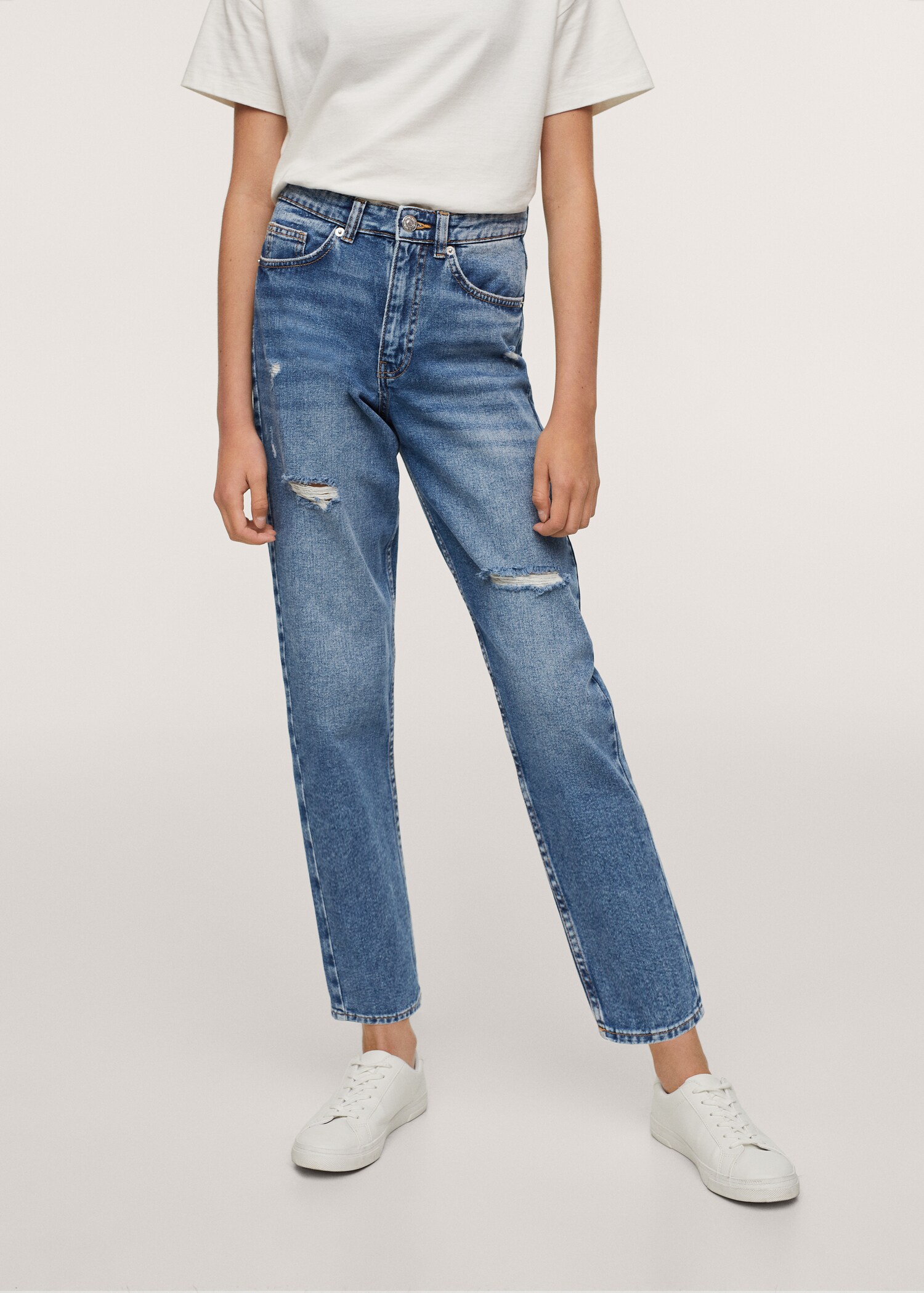 Džíny mom fit s ozdobným roztrháním - Detail zboží 1