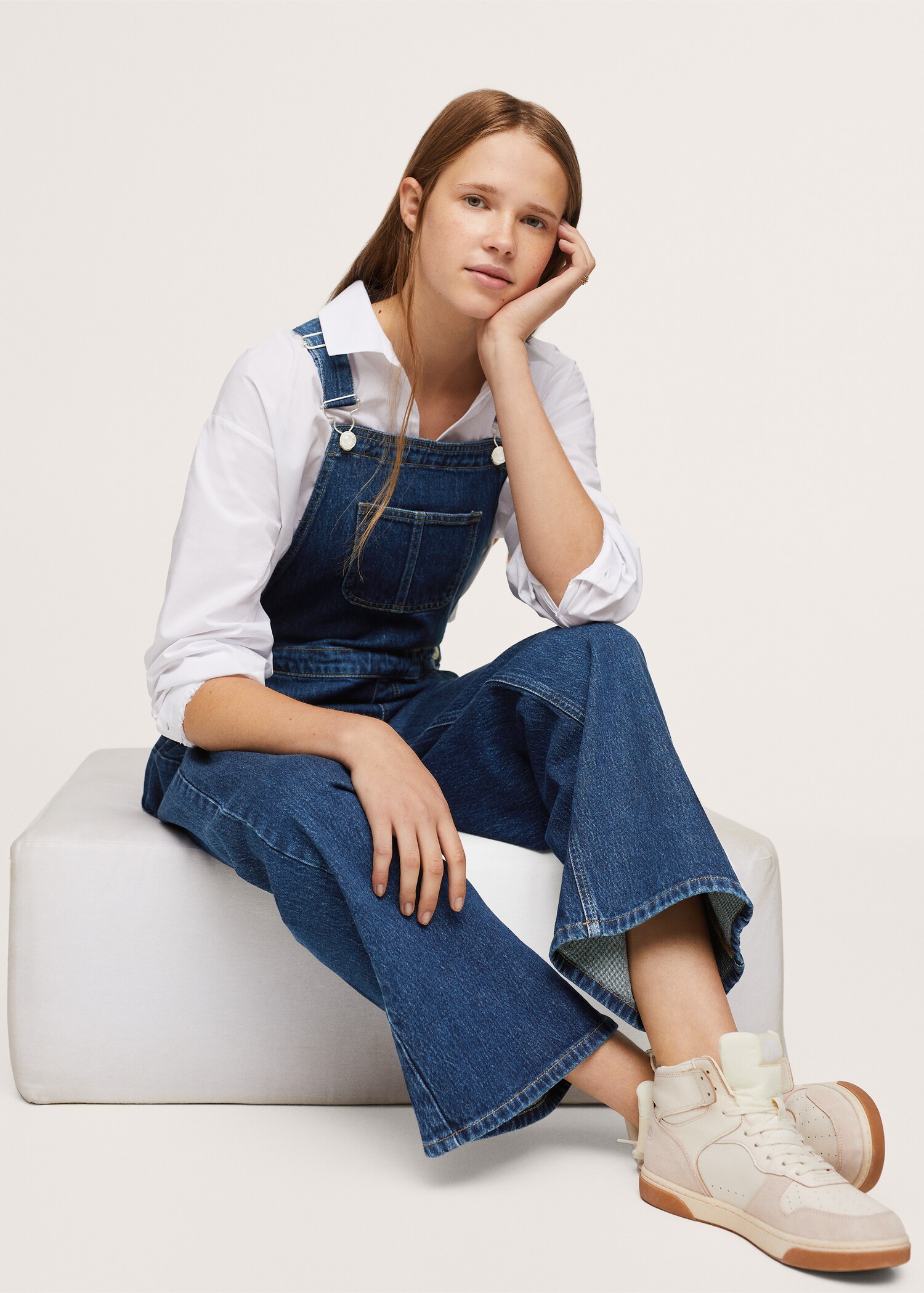 Wide-leg denim dungarees - Details of the article 1