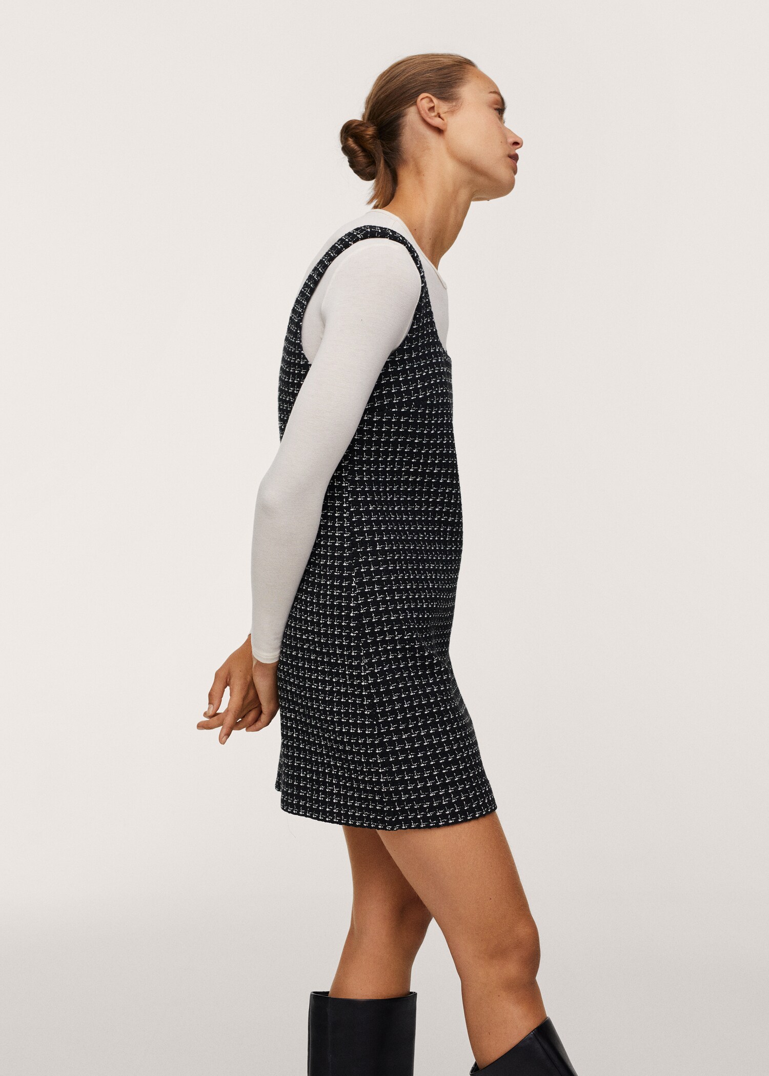 Cotton-blend textured pinafore dress - Details of the article 3