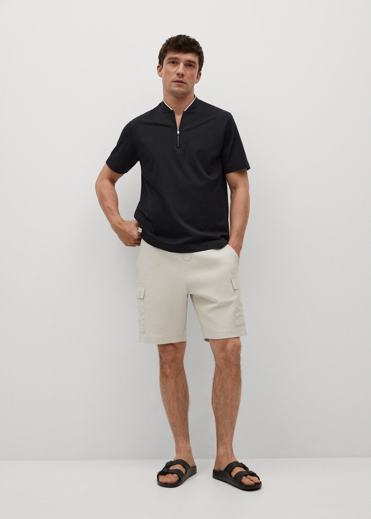 Polo algodón cuello bomber - Plano general