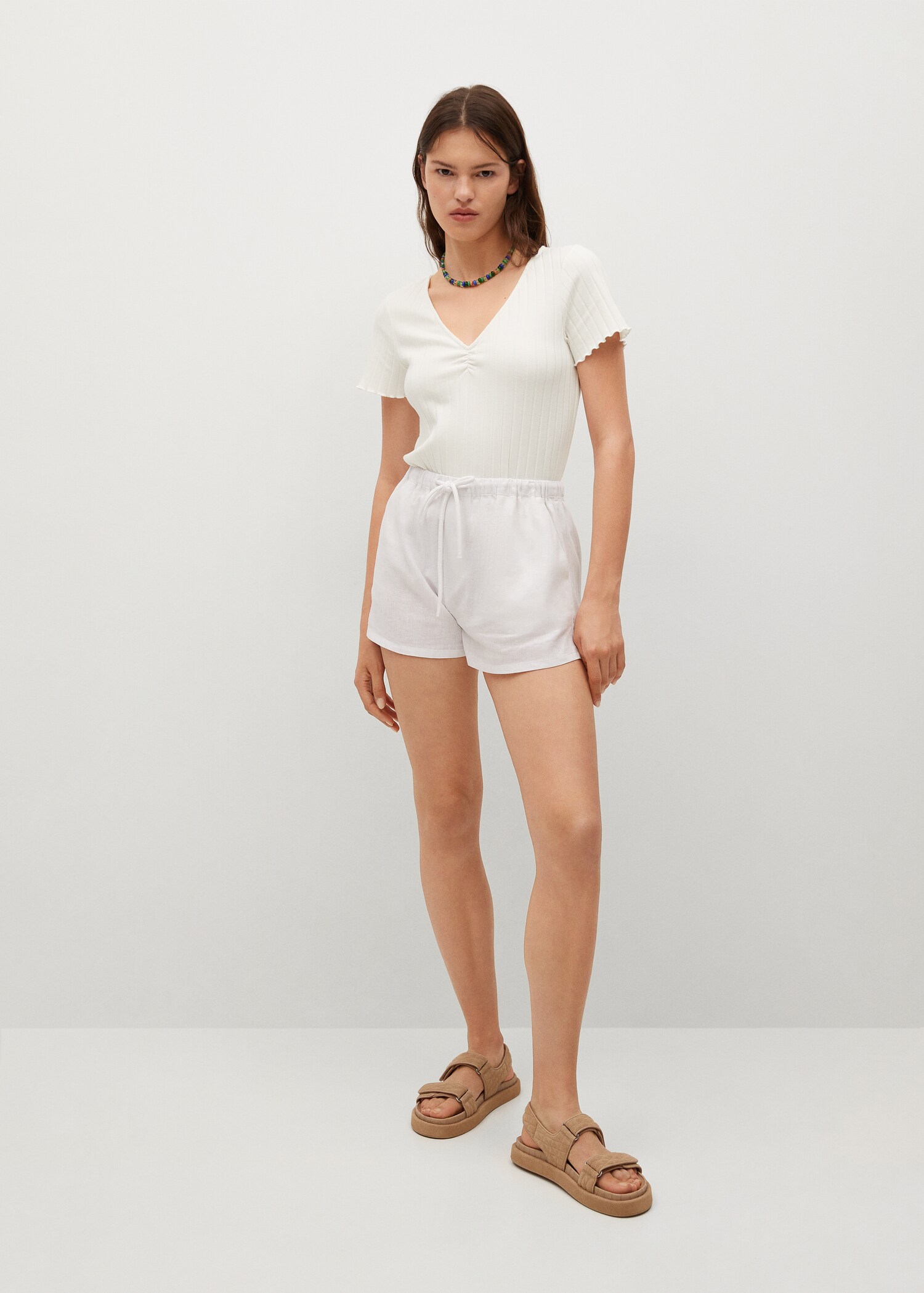 Gathered ribbed t-shirt - General plane