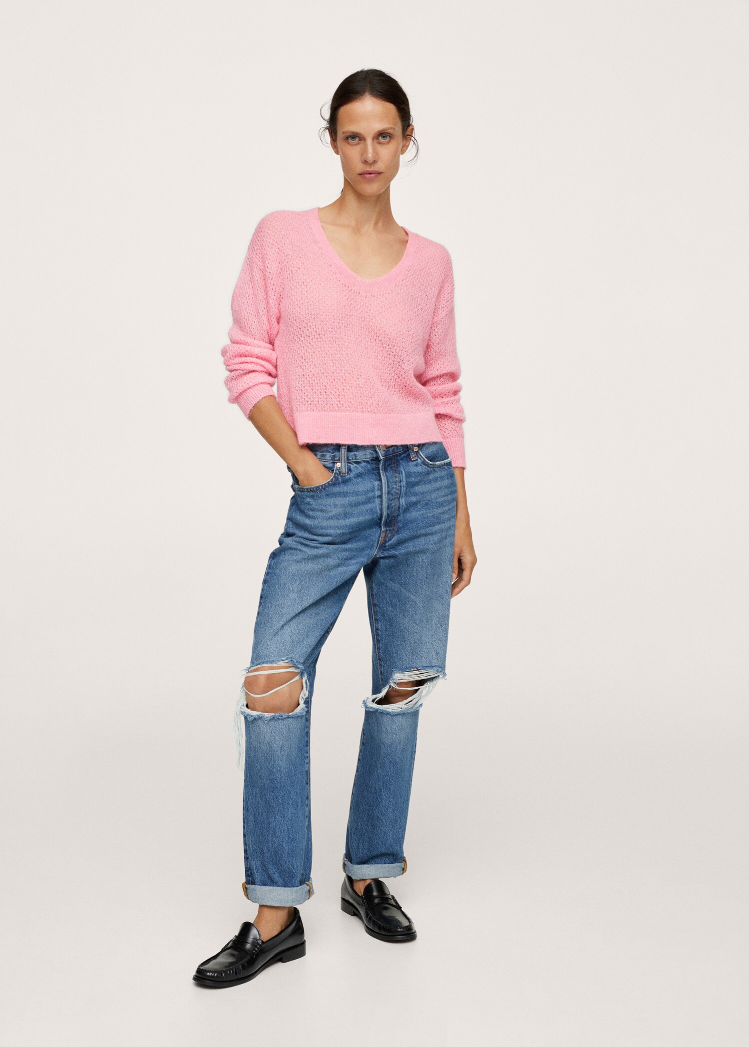 Jersey punto cuello pico - Plano general