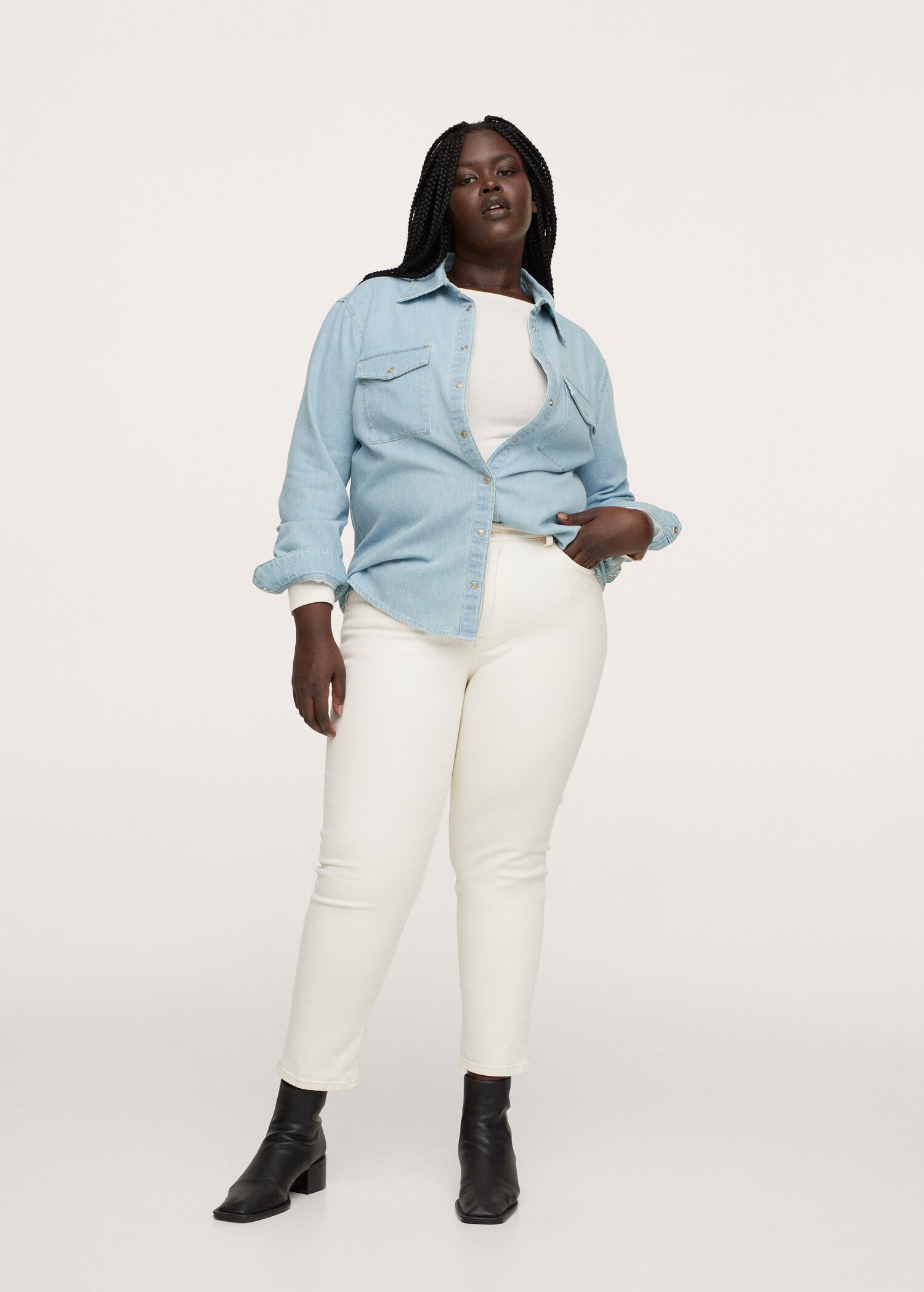Chest-pocket denim shirt - General plane