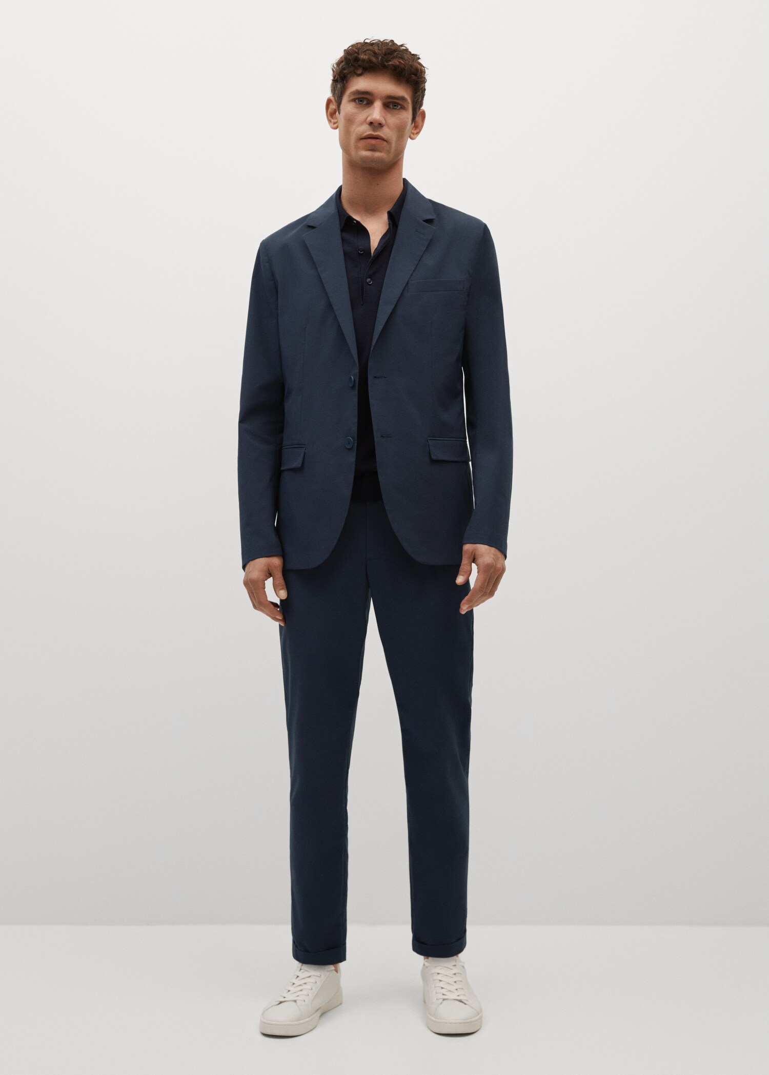 Slim-fit seersucker stretch suit jacket - General plane