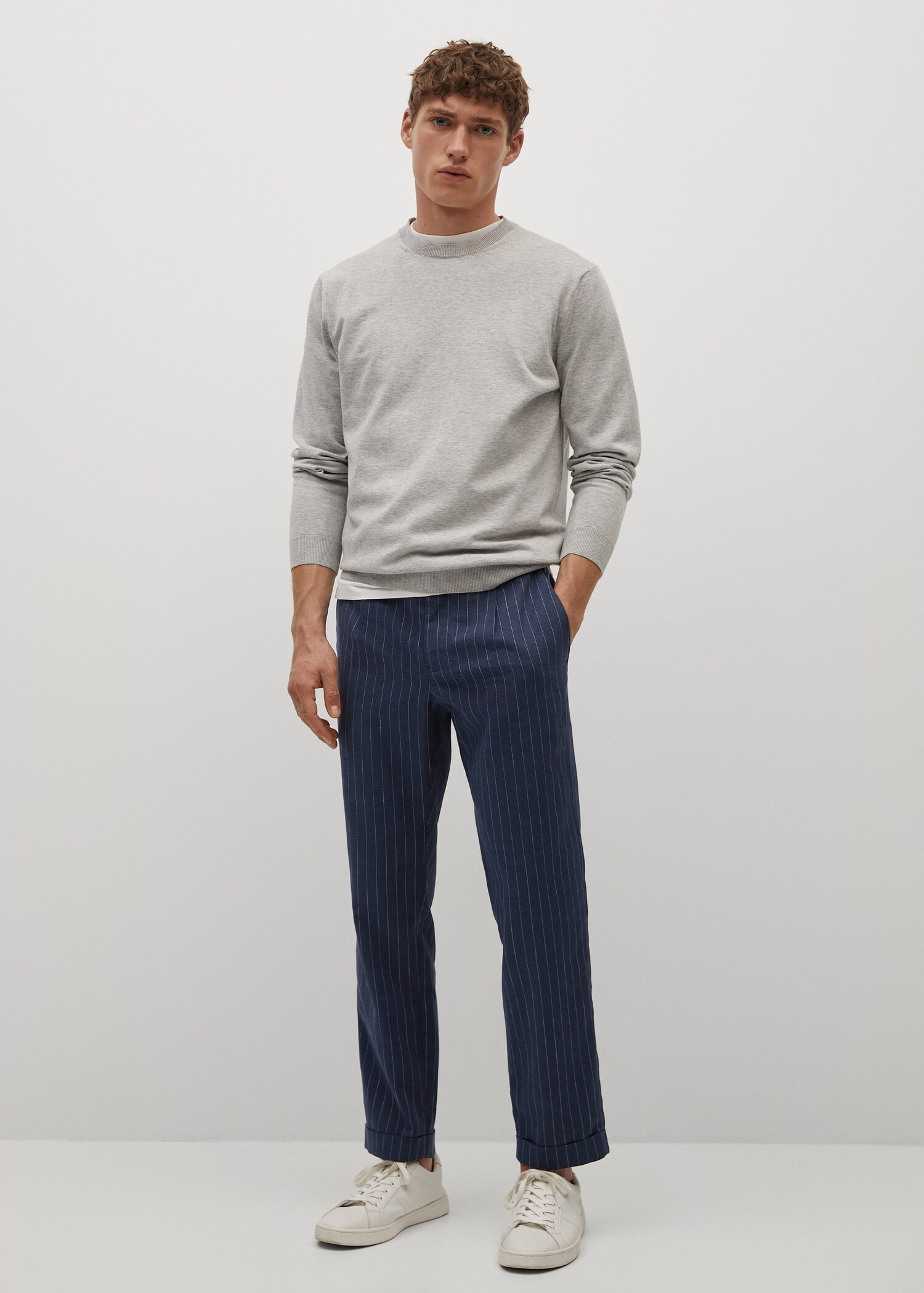 Pantalón lino slim fit rayas - Plano general