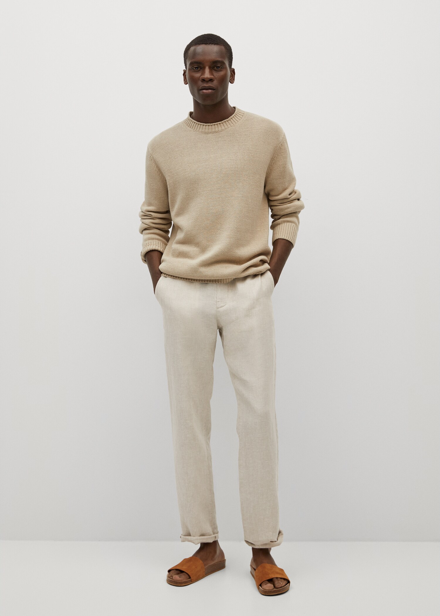 Lněné kalhoty slim fit - Celkový náhled