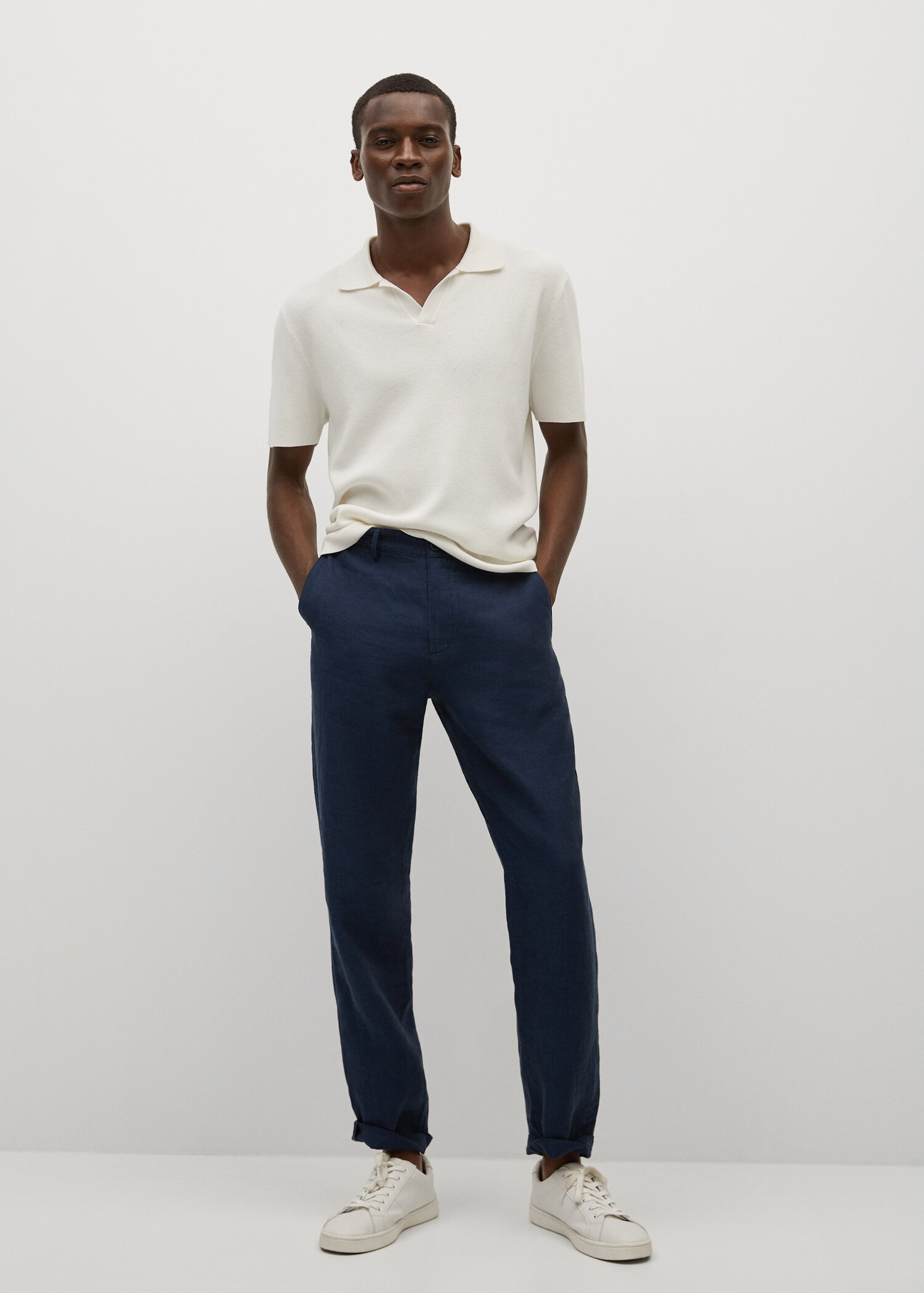 Lněné kalhoty slim fit - Celkový náhled