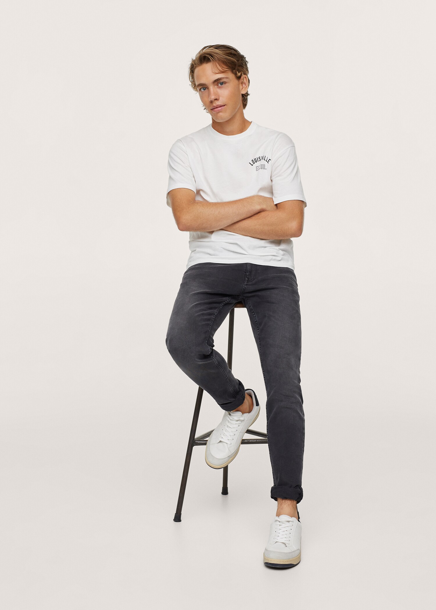 Katoenen T-shirt met print - Overzichtstekening