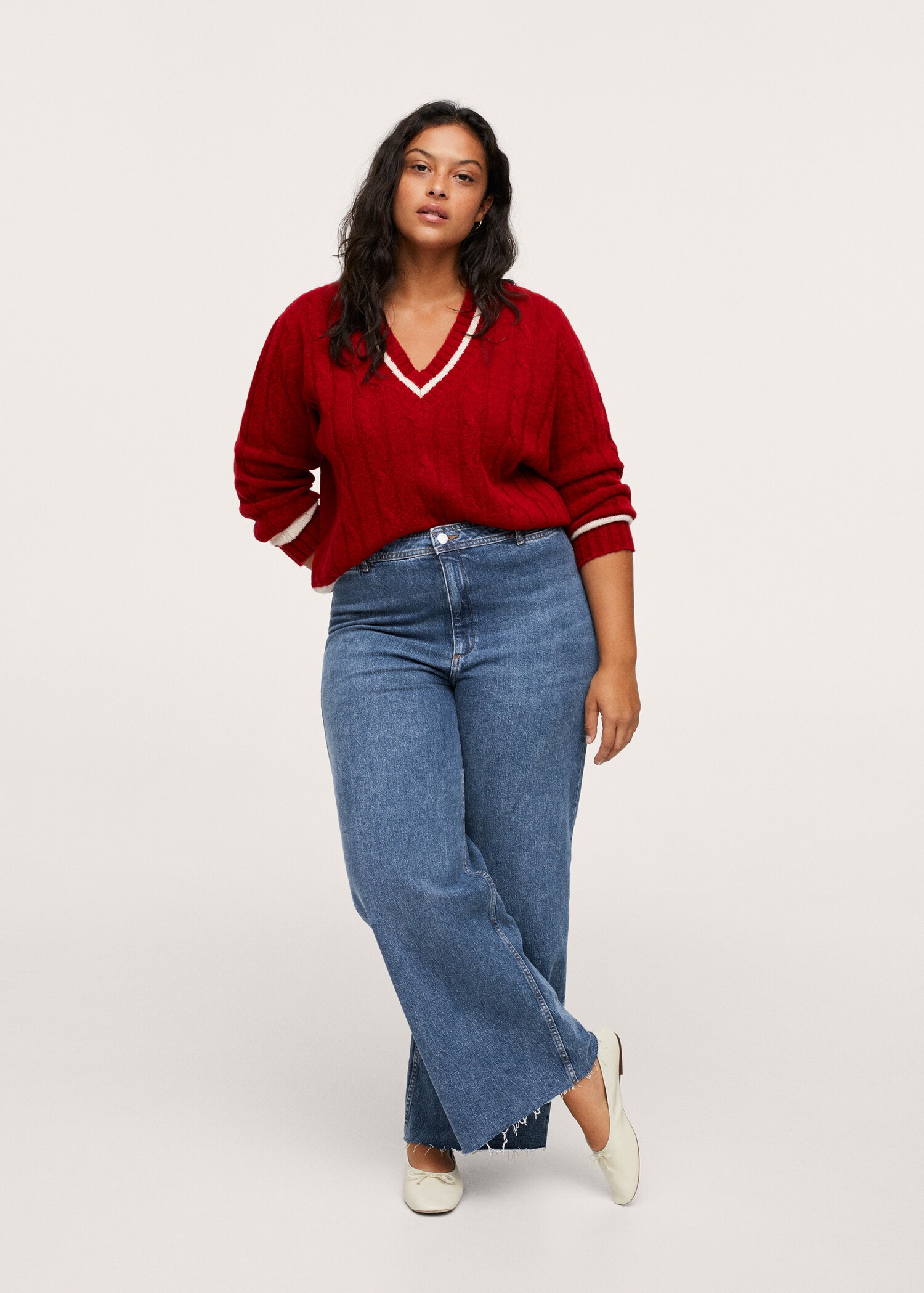 High-waist elastic culotte jeans - General plane