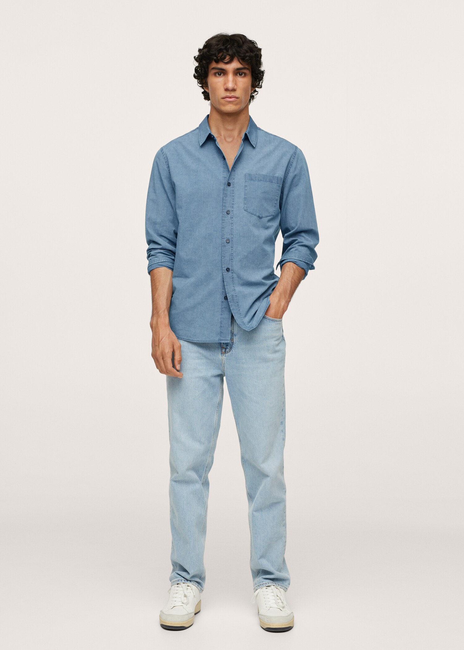 Regular Fit-Jeanshemd mit Tasche - Allgemeine Ansicht