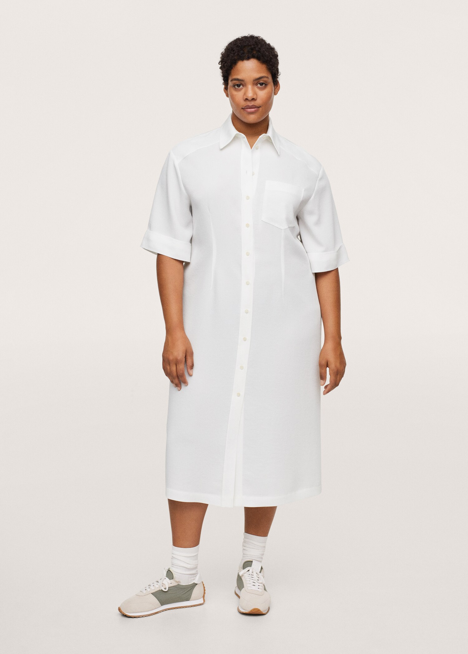 Vestido camisero textura - Plano general