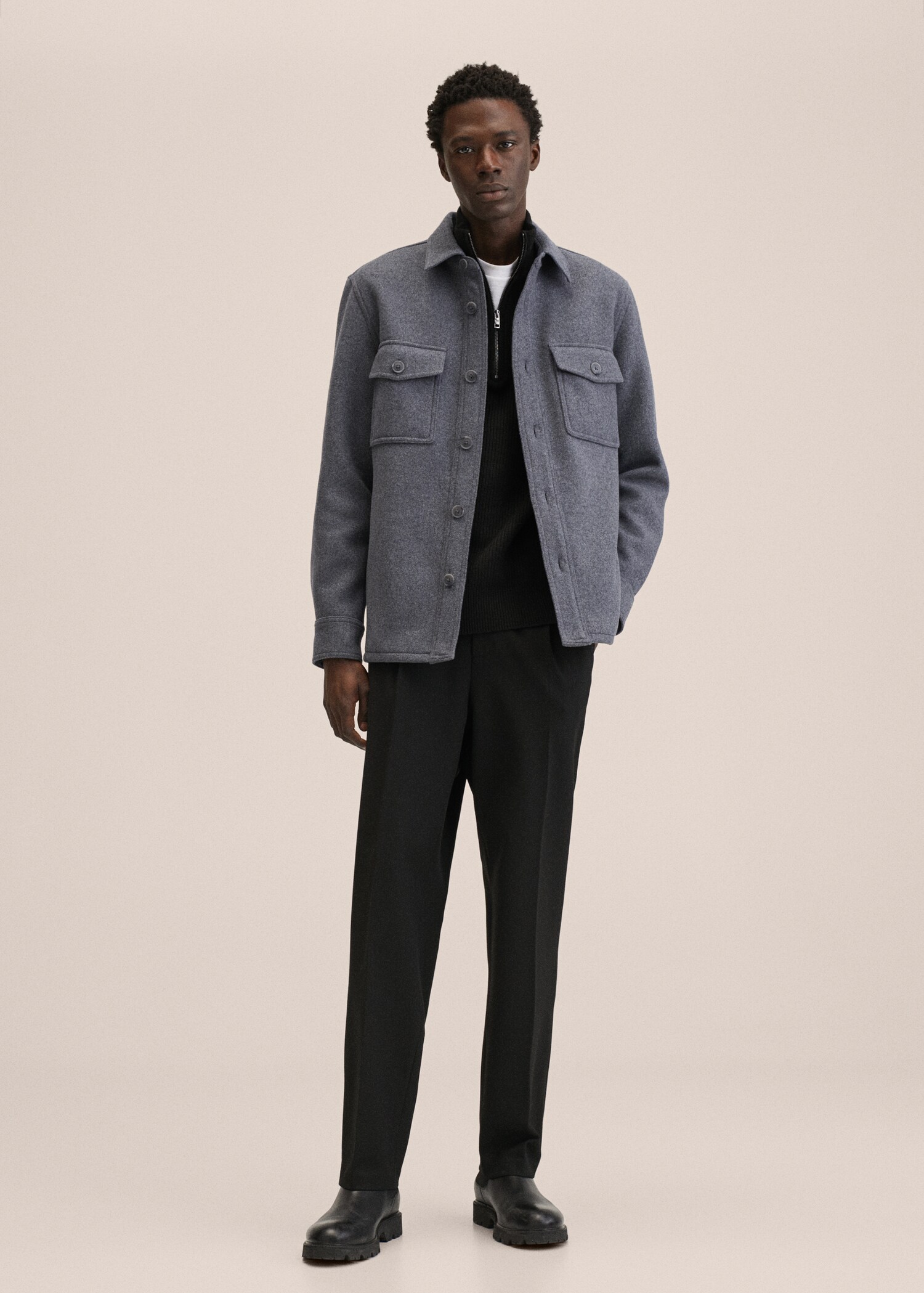 Recycled wool-blend overshirt - General plane