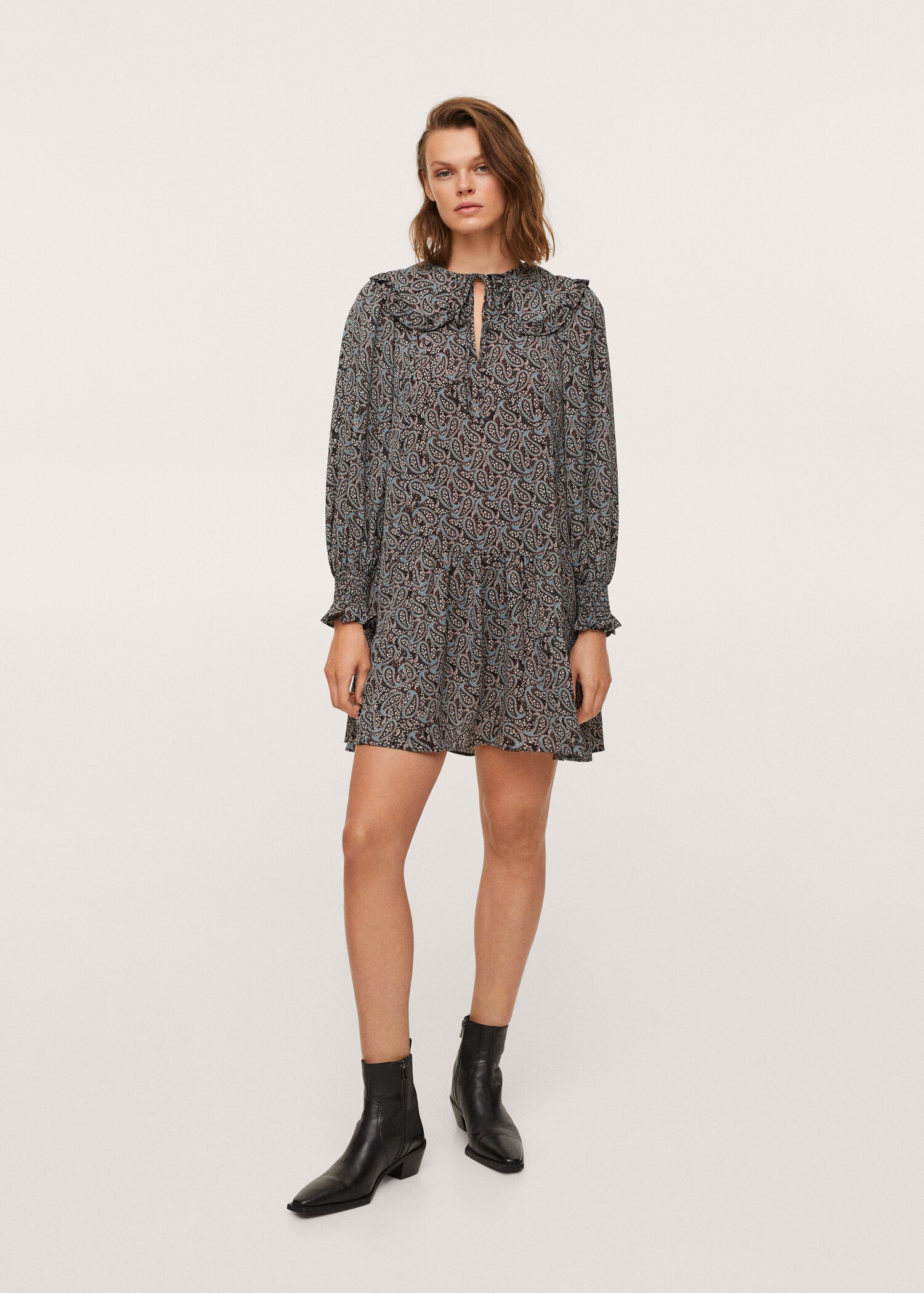 Vestido estampado babydoll - Plano general