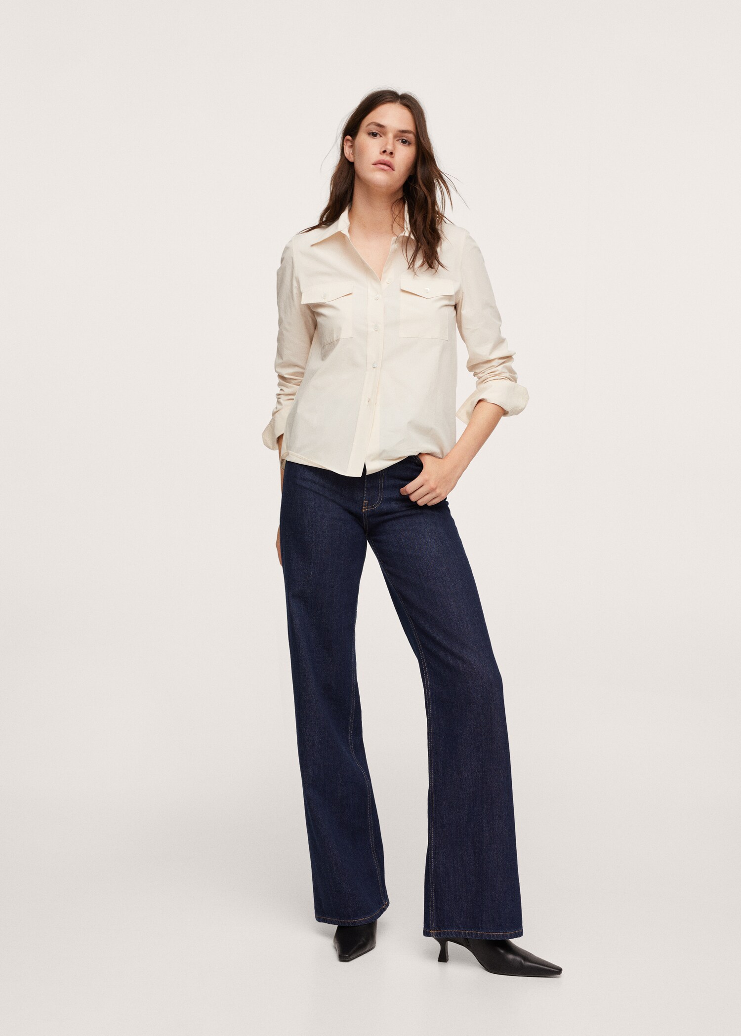 Camisa algodão bolsos - Plano geral