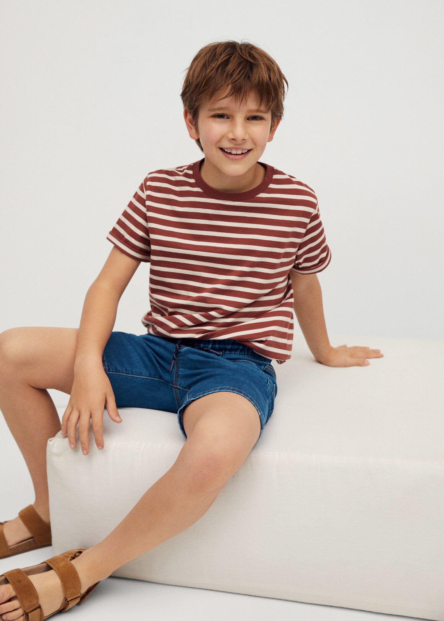 Bermudas denim cintura elástica - Plano general