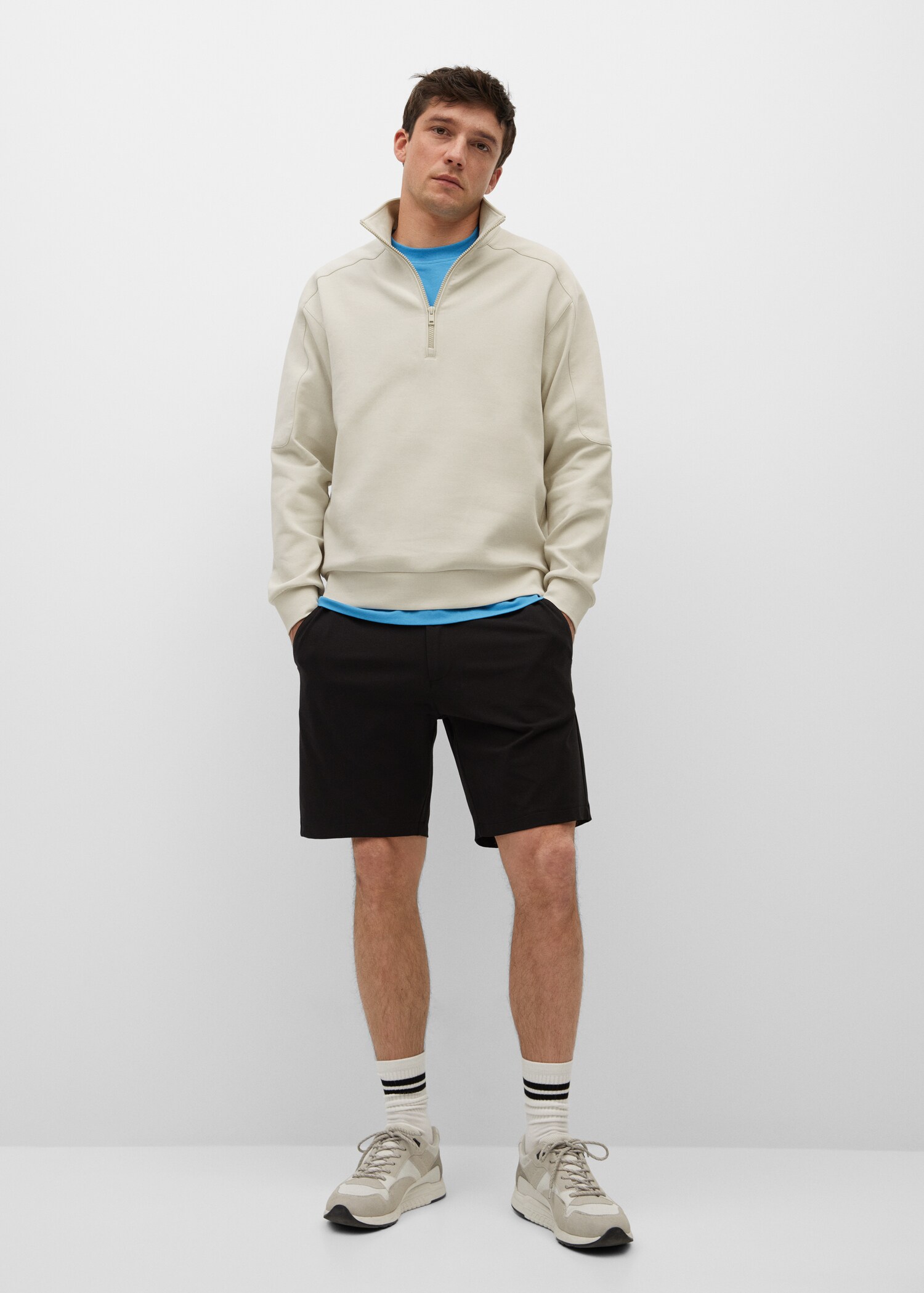 Sudadera algodón cuello cremallera - Plano general