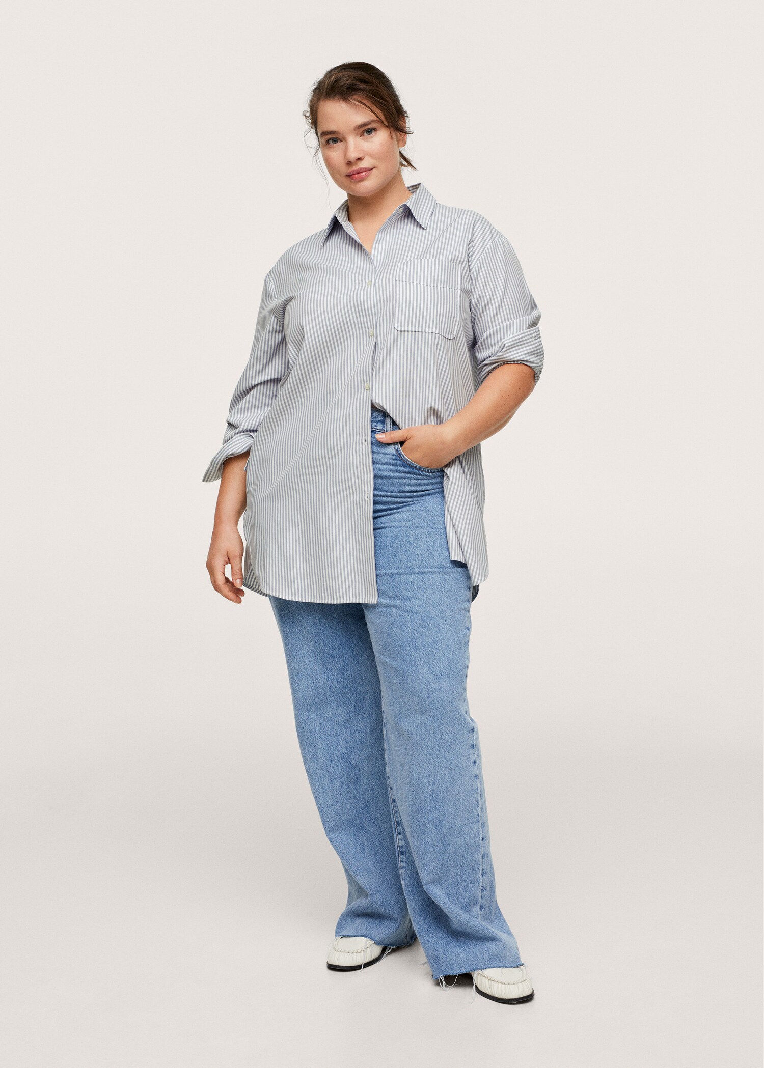 Camisa vestir algodón rayas - Plano general