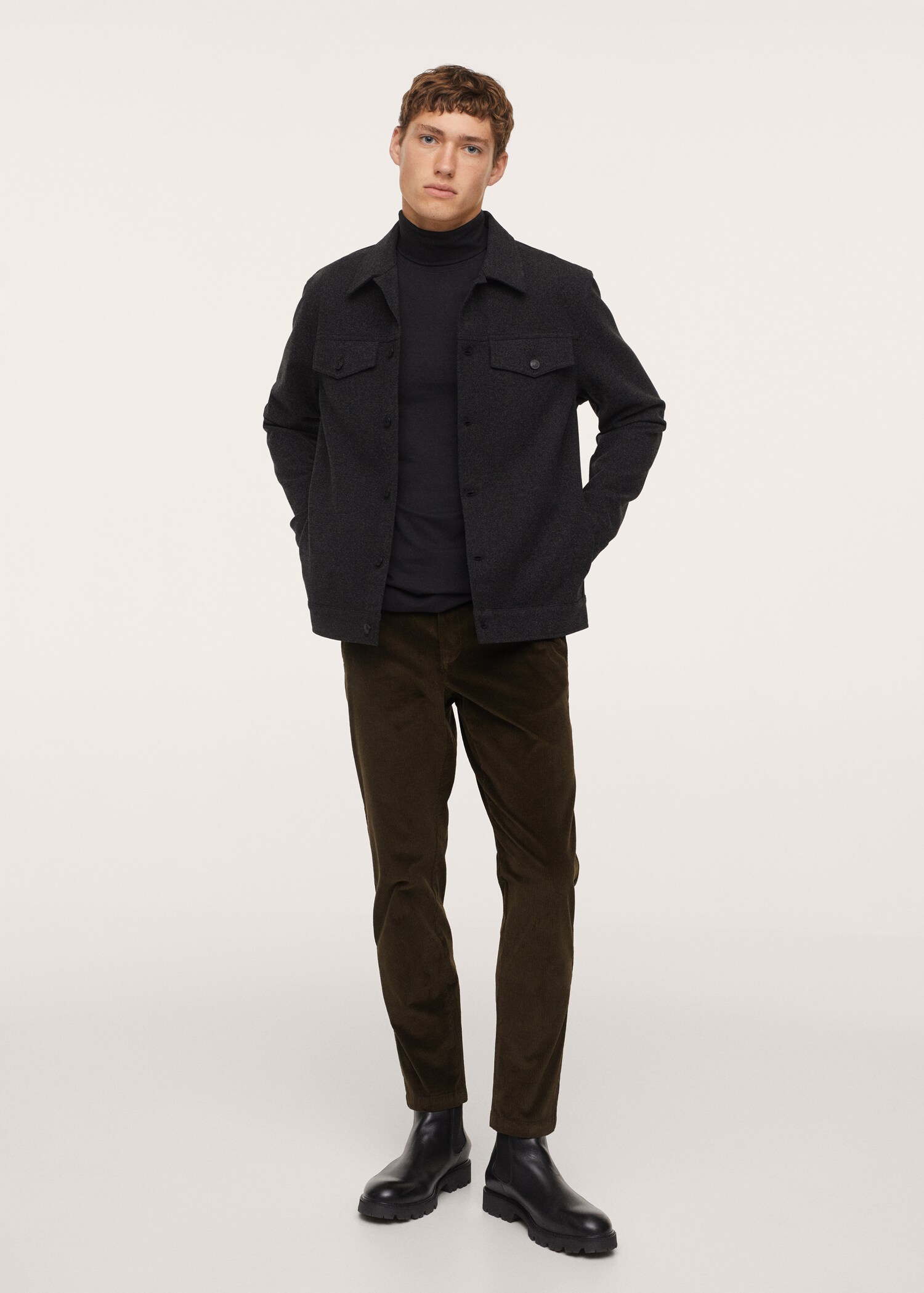 Tapered cropped corduroy trousers - General plane