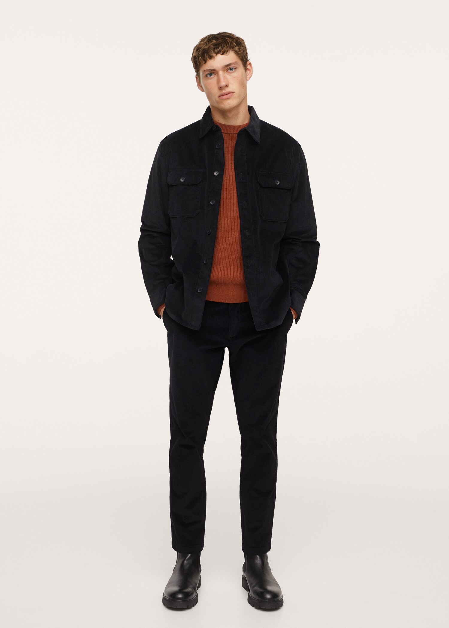 Tapered cropped corduroy trousers - General plane
