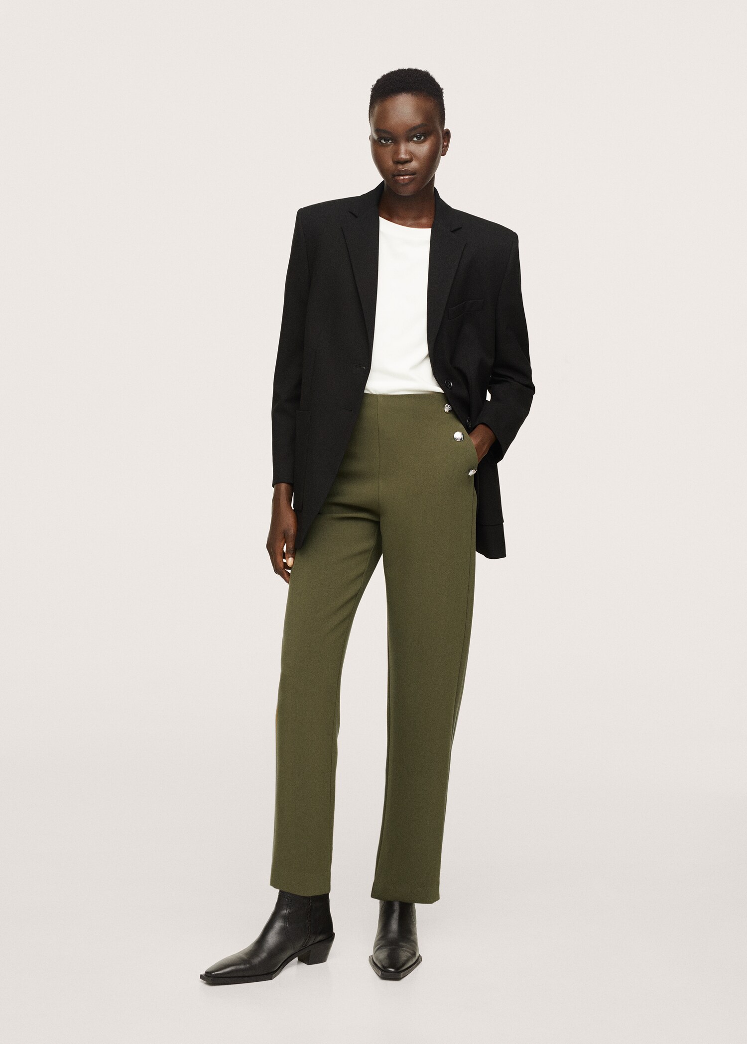 Cropped button trousers - General plane