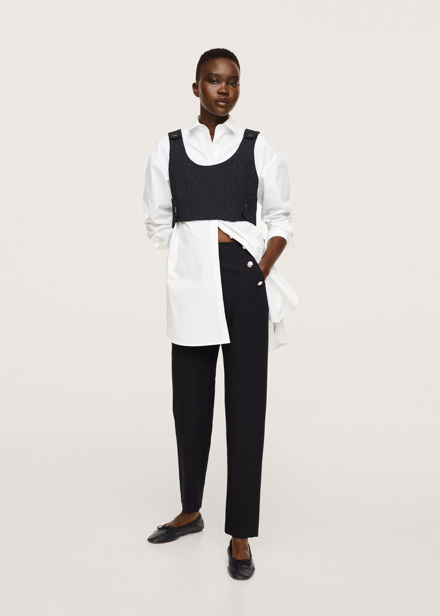 Cropped button trousers - General plane