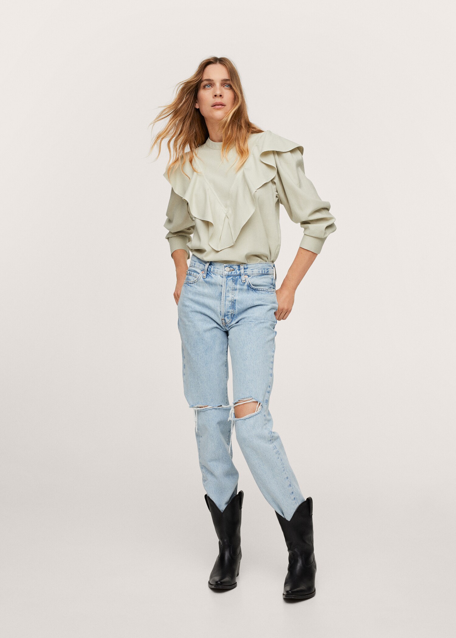 Ruffle cotton blouse - General plane