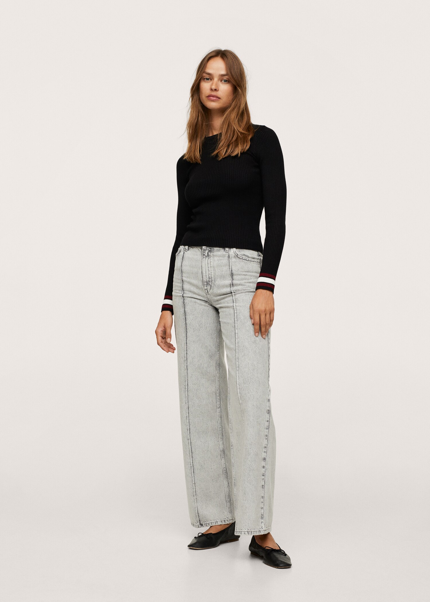 Jeans Wideleg tiro alto costuras - Plano general
