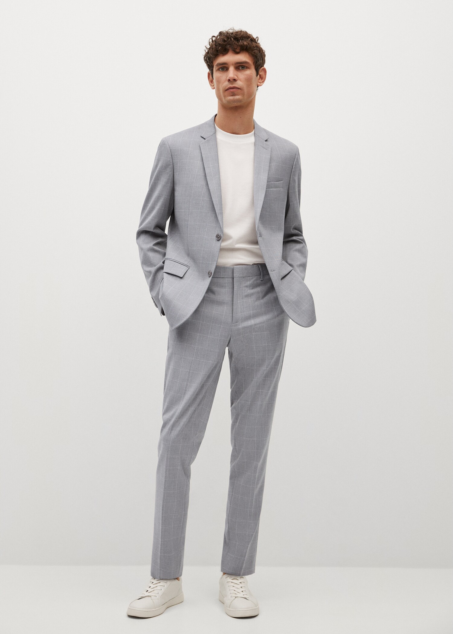 Pantalón traje super slim fit cuadros - Plano general