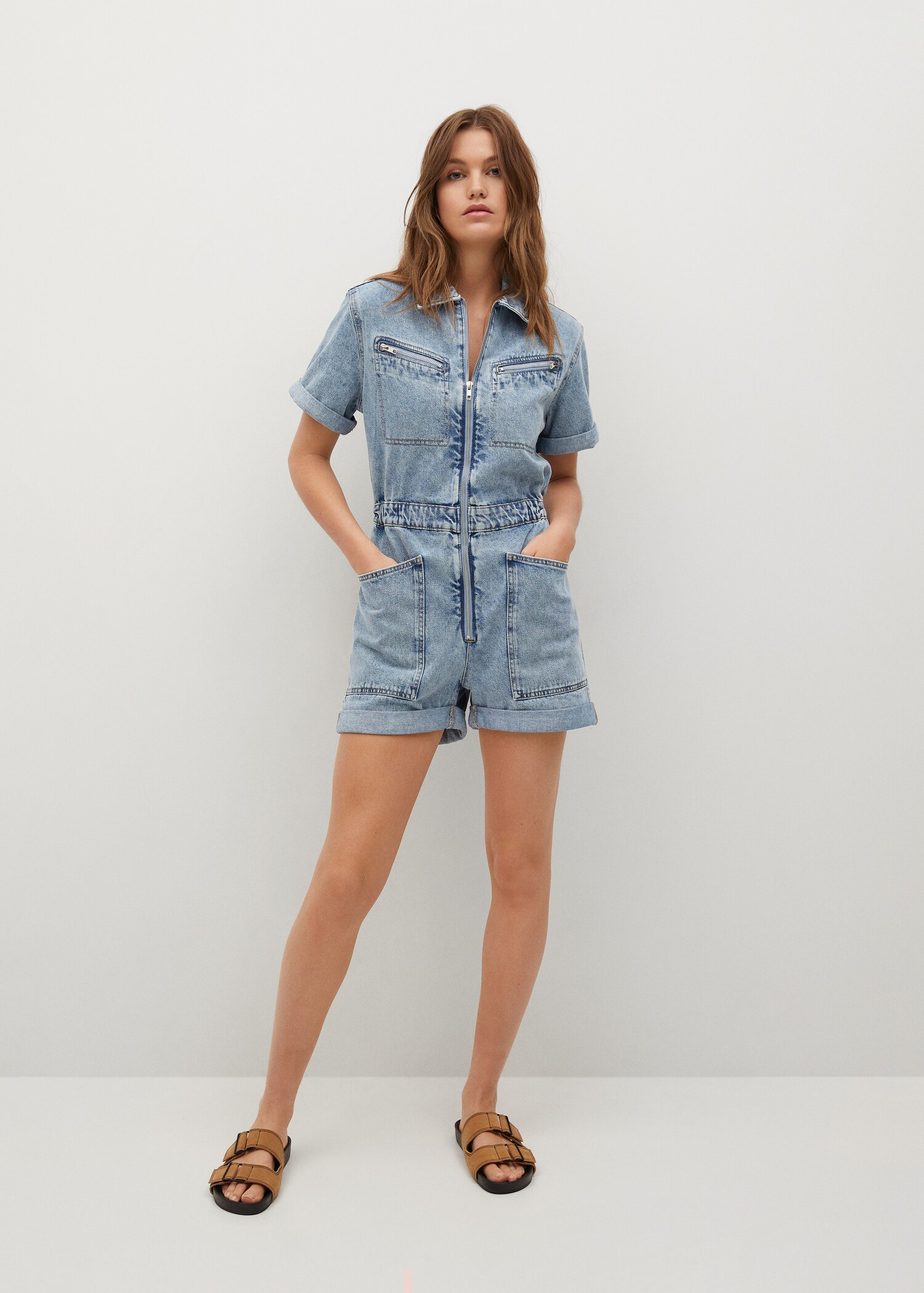 Zip denim jumpsuit - General plane