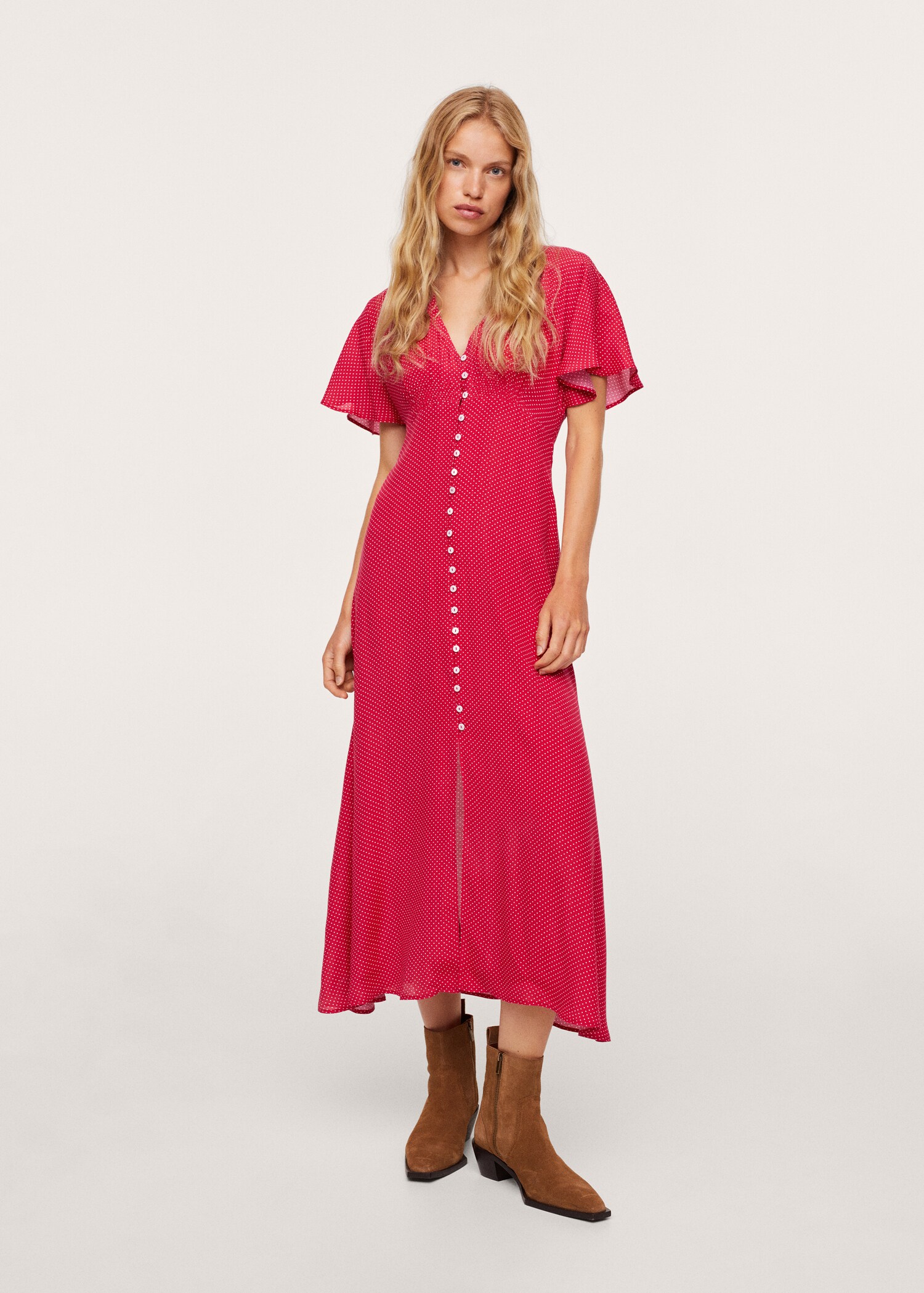 Vestido midi topos - Plano general