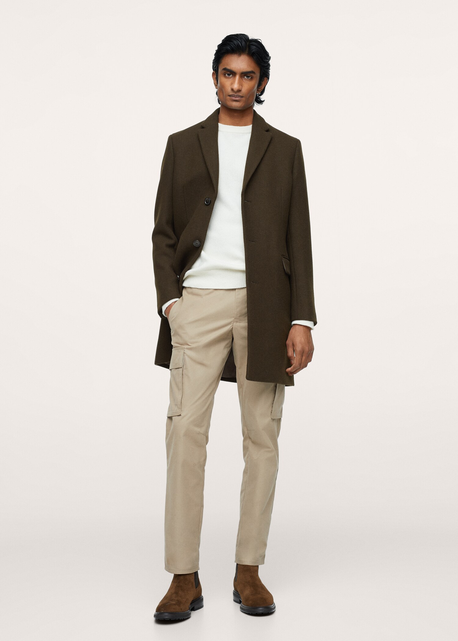 Long recycled wool coat - General plane