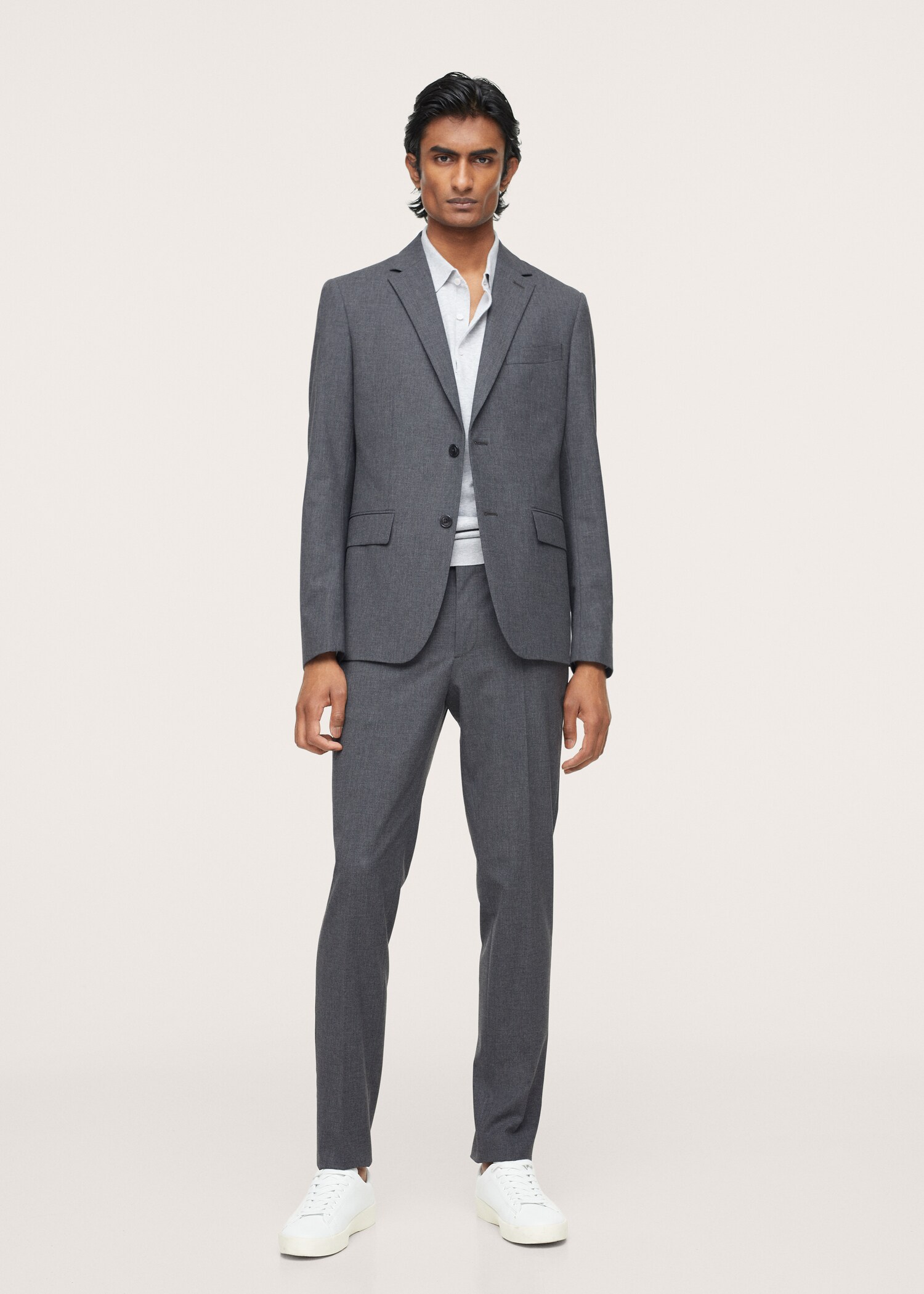 Lněné oblekové kalhoty slim fit - Celkový náhled