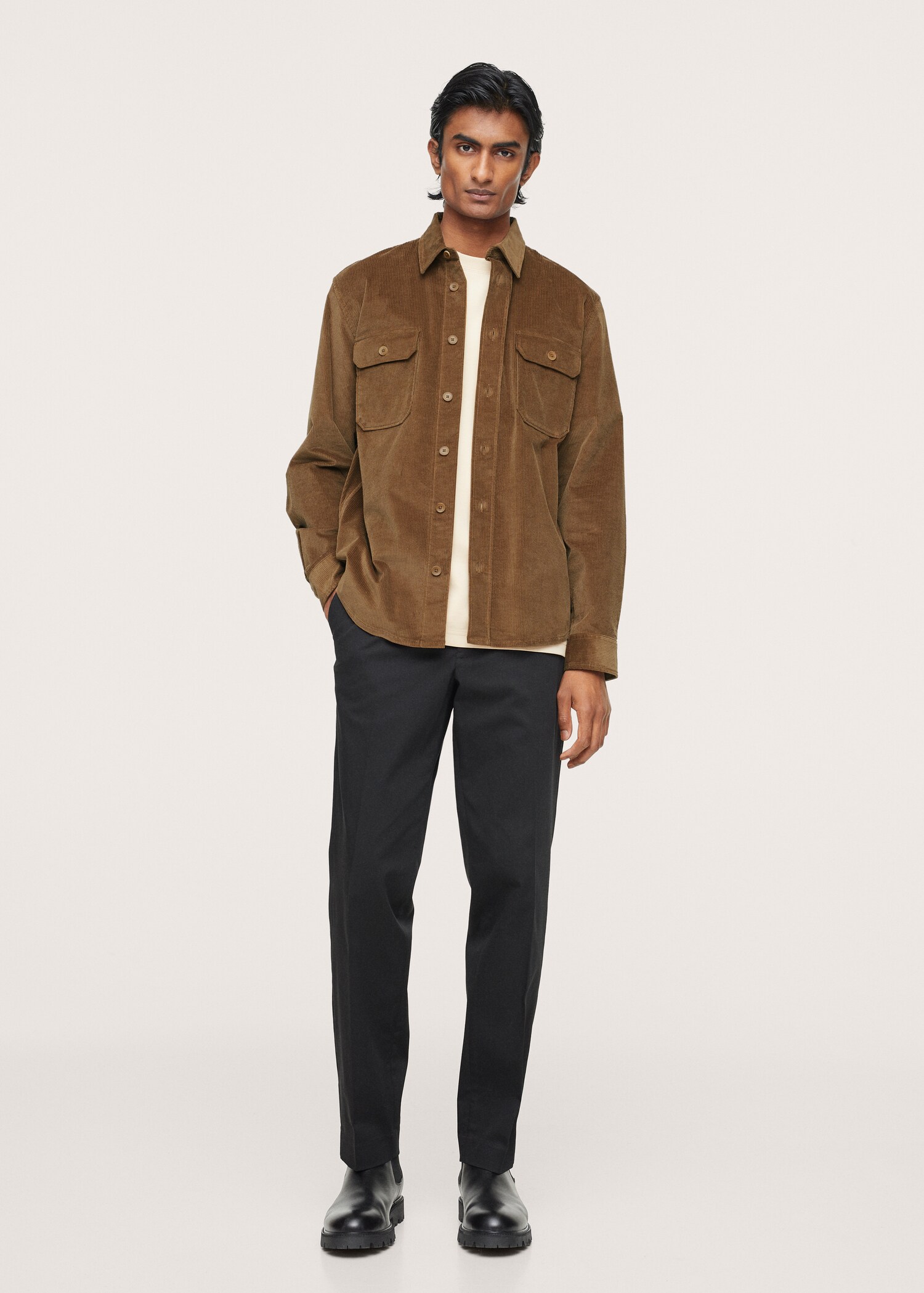 Regular fit pocket corduroy shirt - General plane