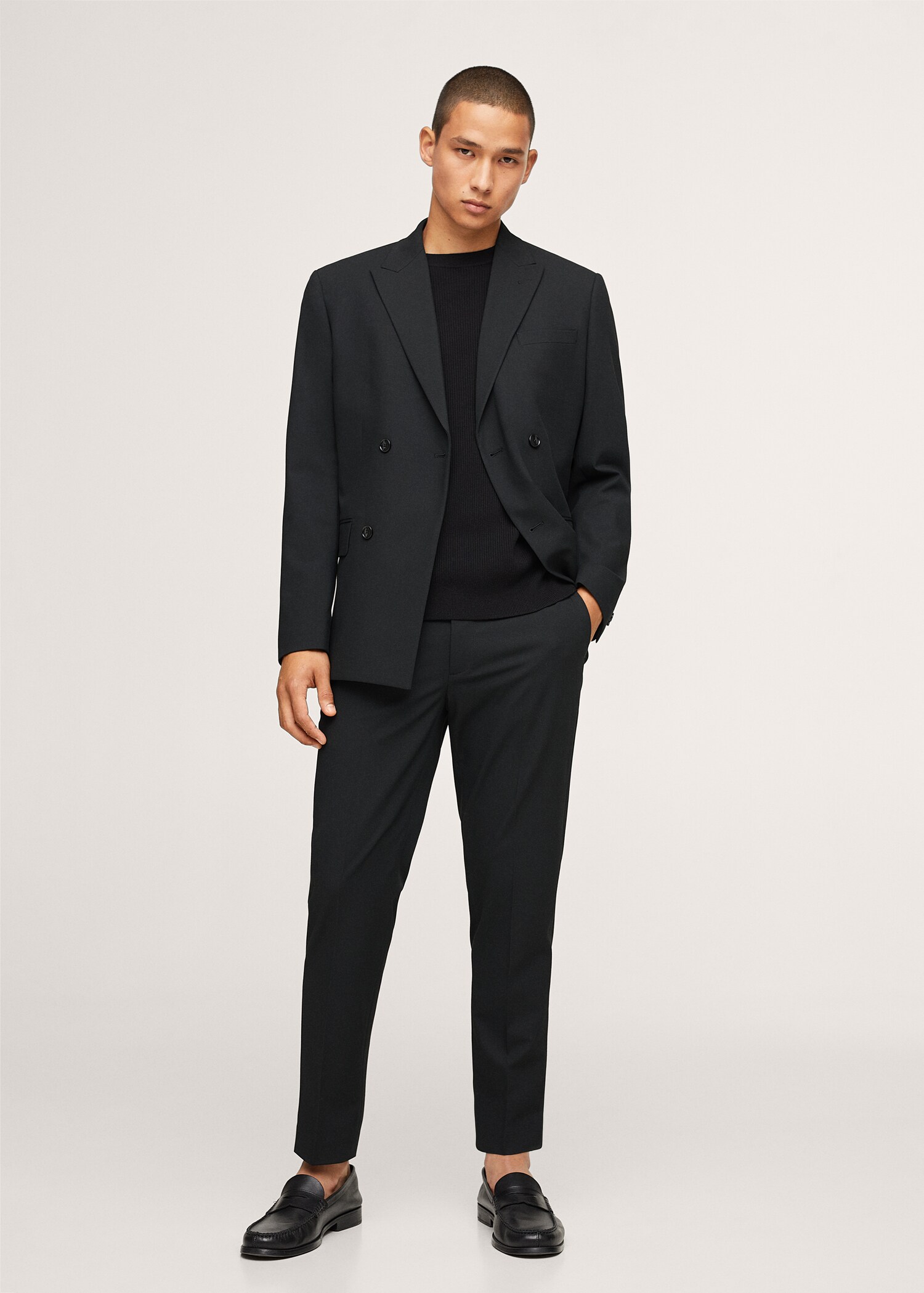 Oblekové sako slim fit s překříženým zapínáním - Celkový náhled