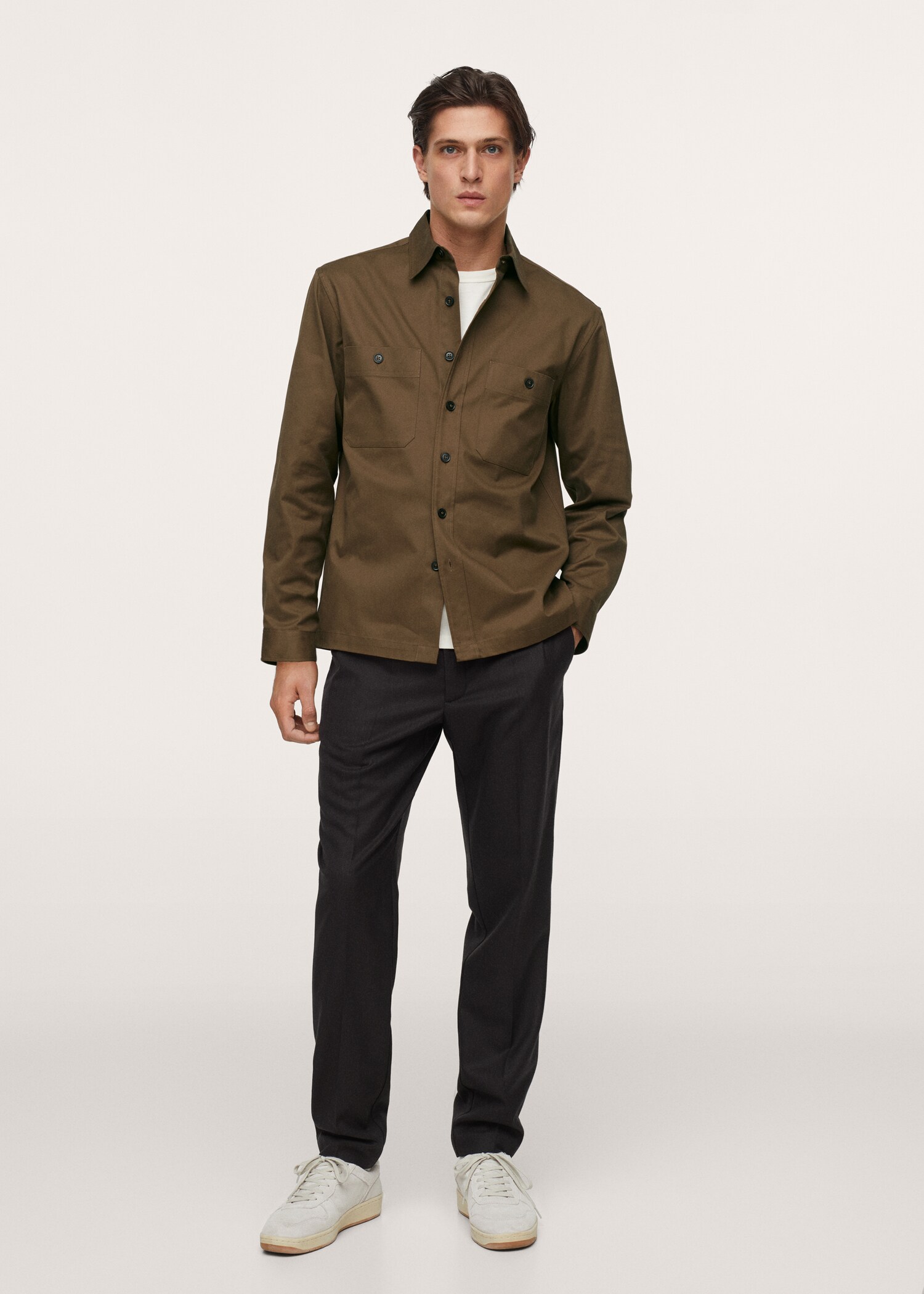 Chest-pocket cotton overshirt - General plane