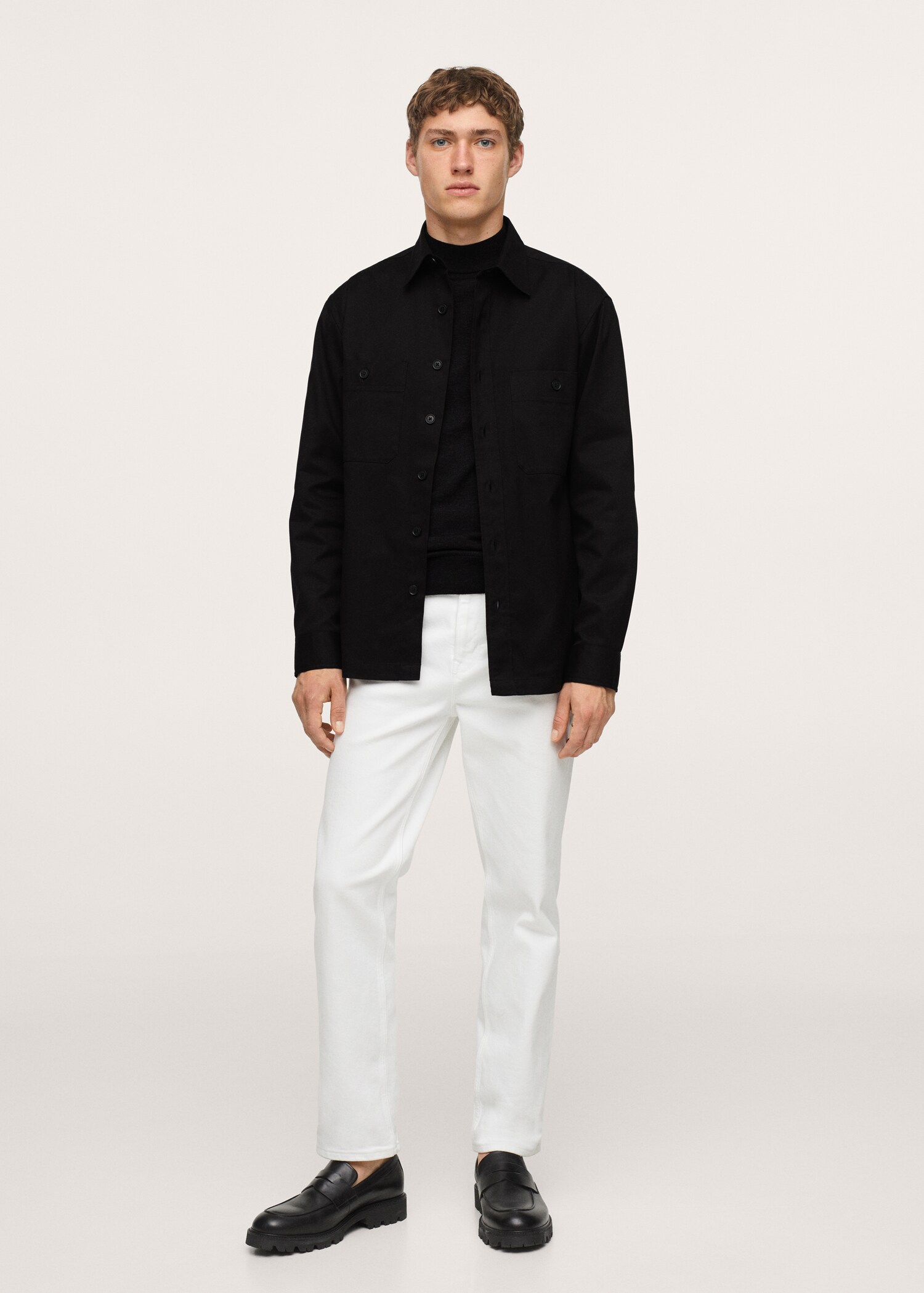 Chest-pocket cotton overshirt - General plane
