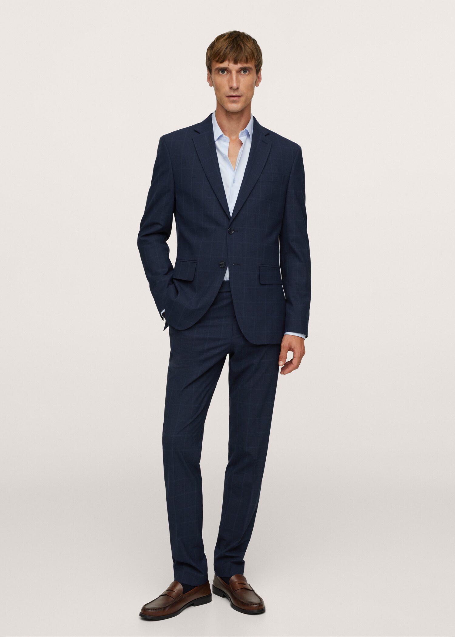 Slim fit check suit blazer - General plane