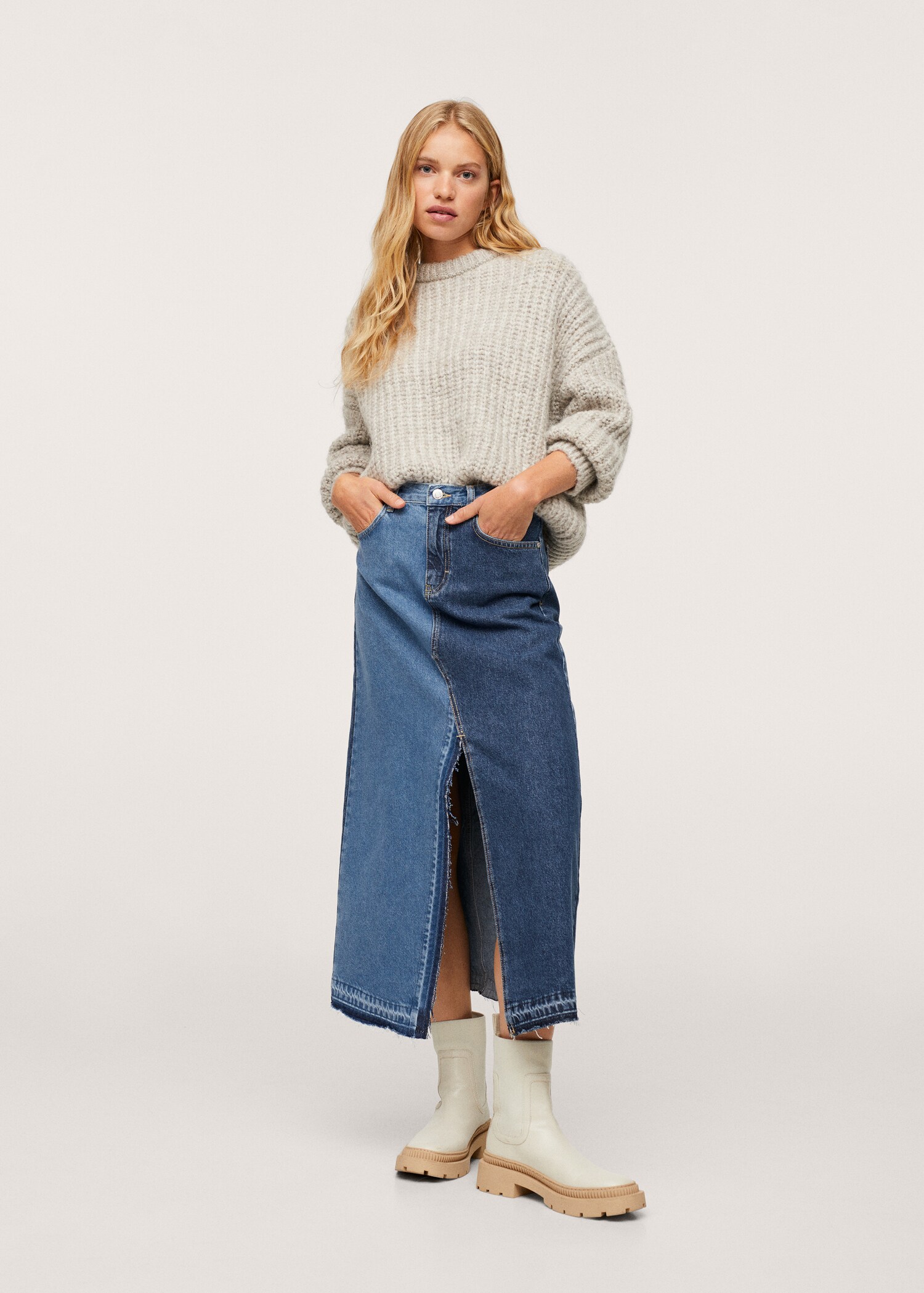Falda denim contraste - Plano general