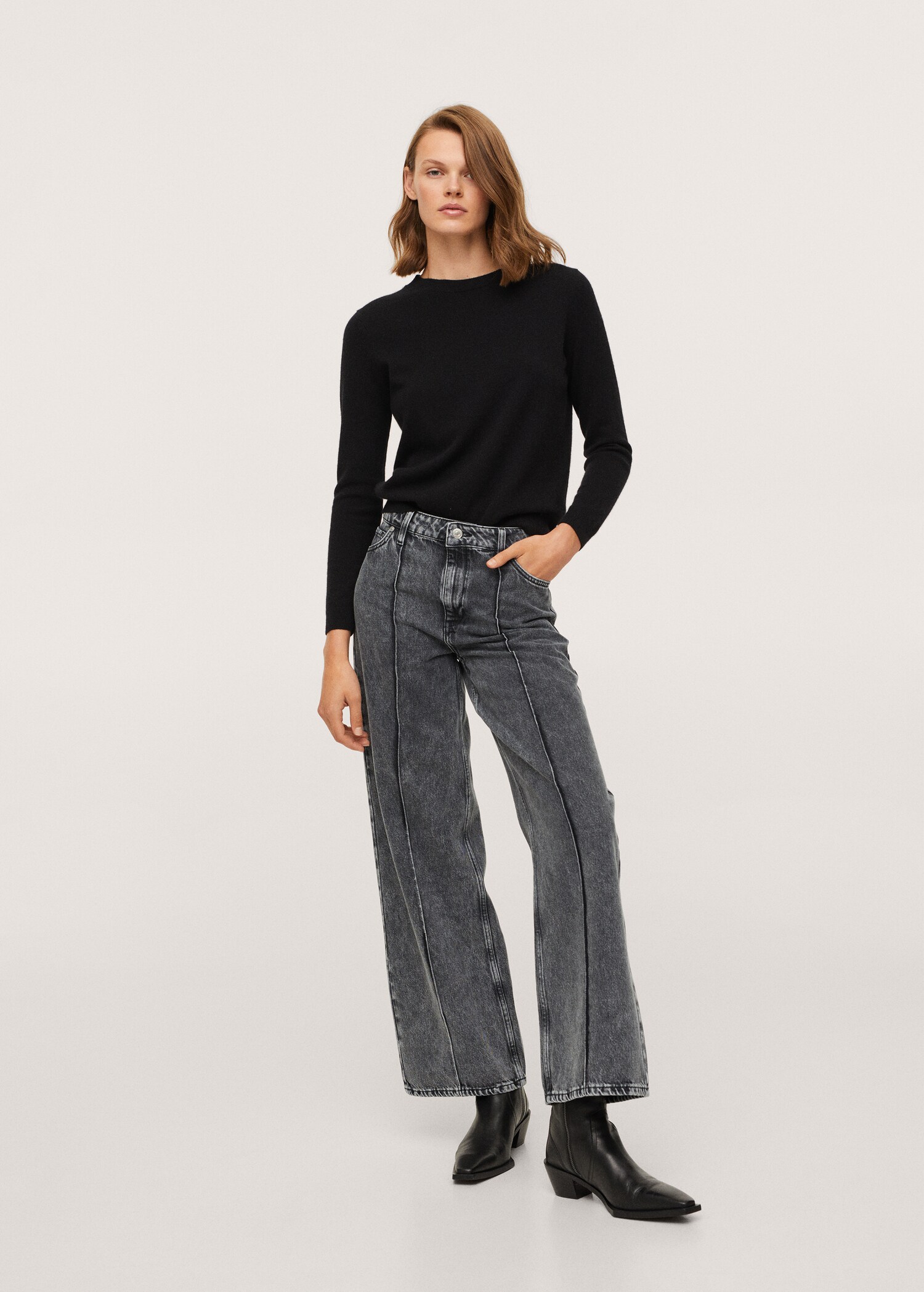 Jeans Wideleg tiro alto costuras - Plano general