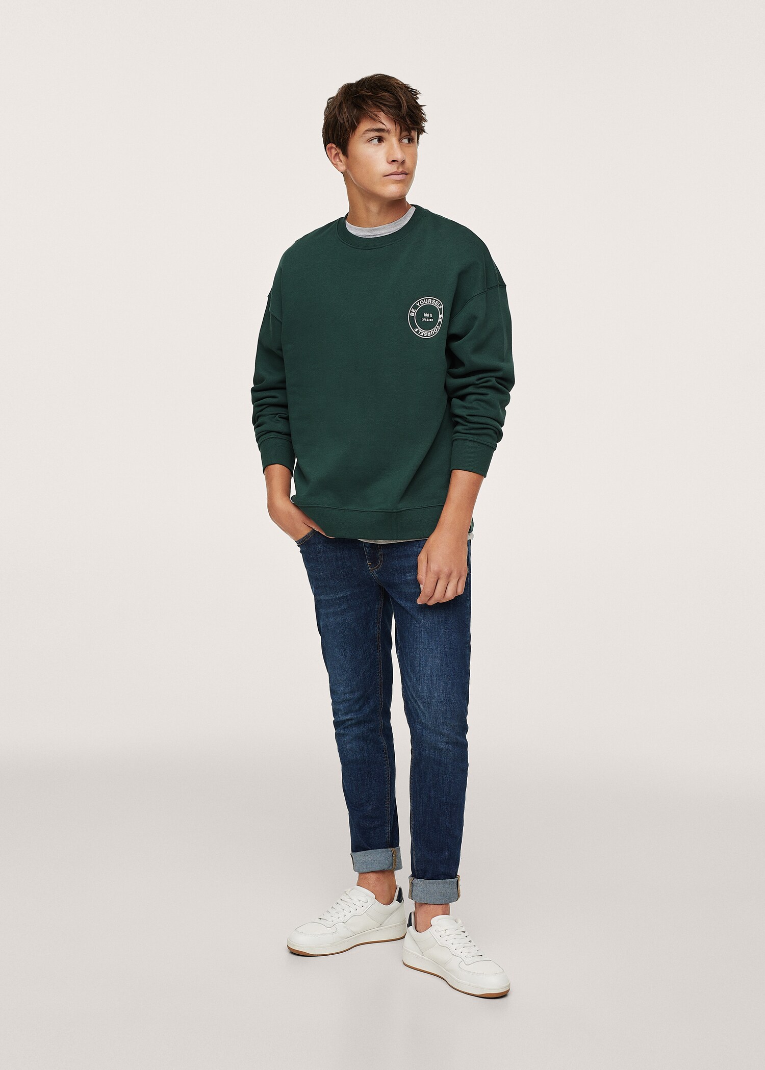 Sudadera algodón mensaje - Plano general