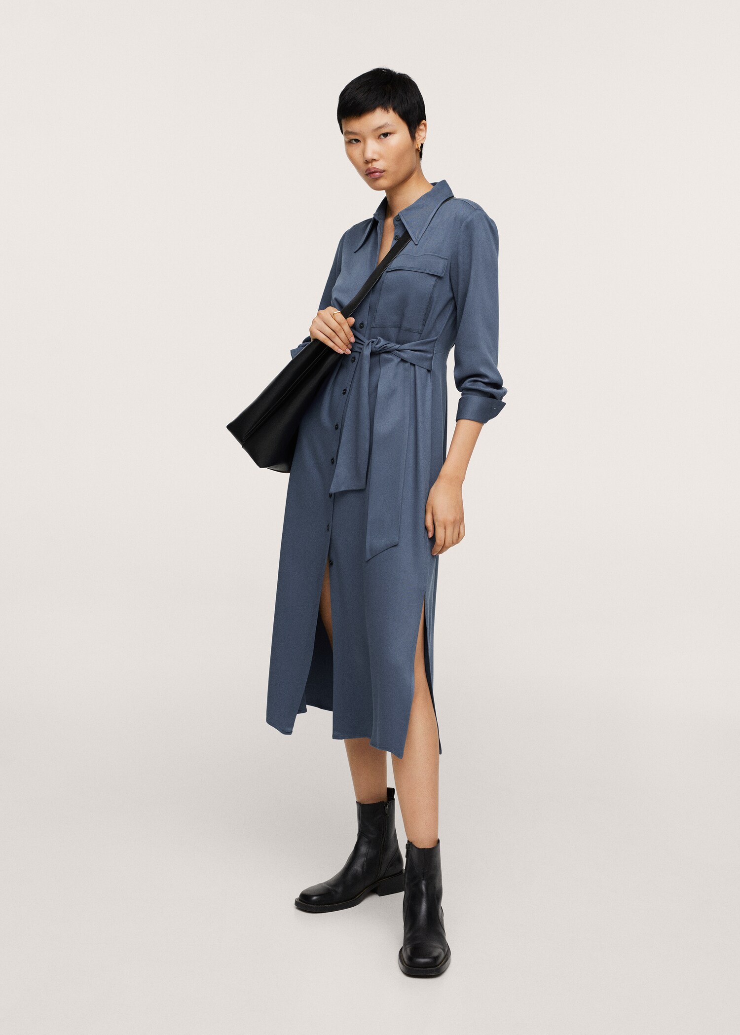 Vestido camisero lazo - Plano general