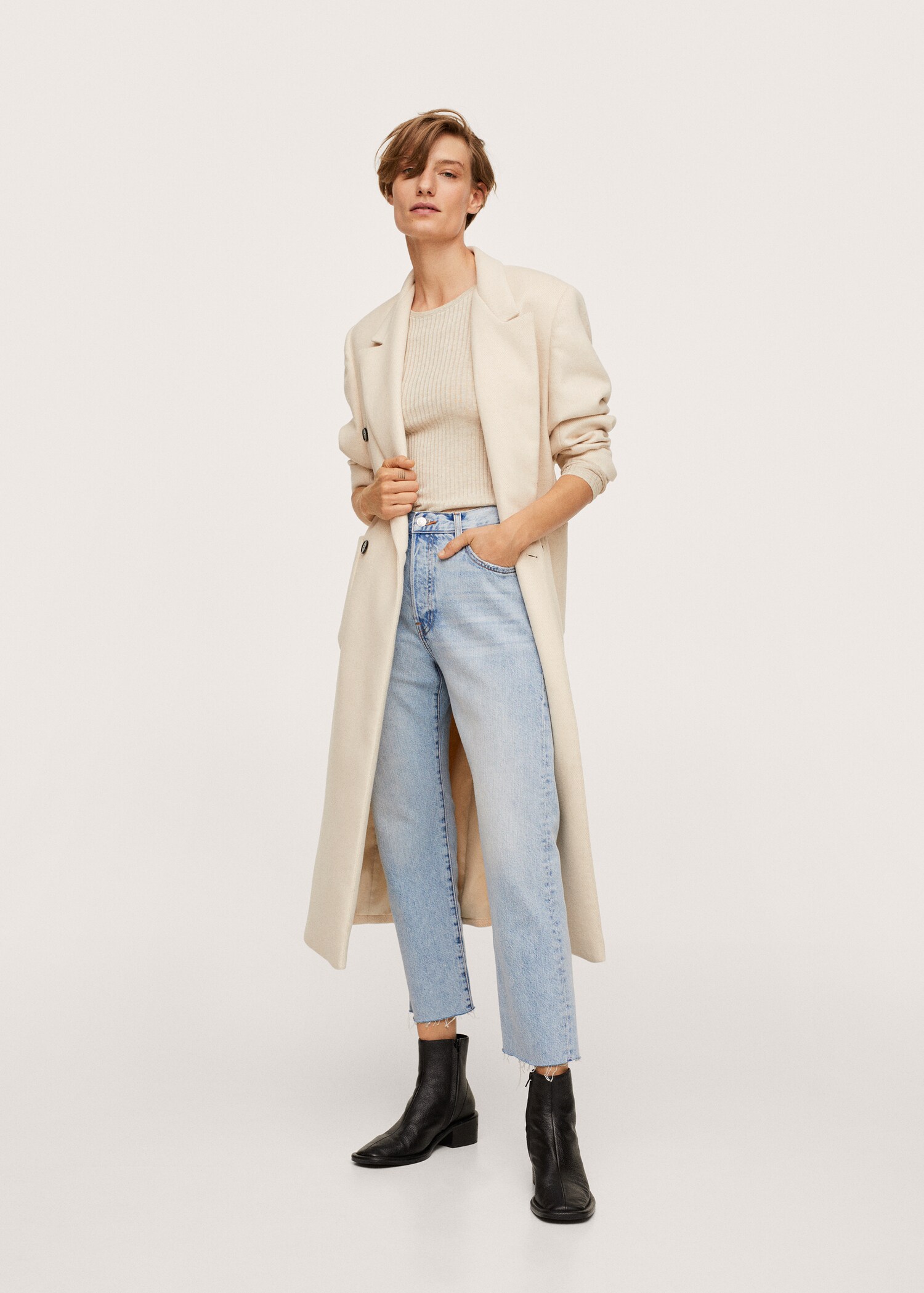 Jeans rectos tiro alto crop - Plano general