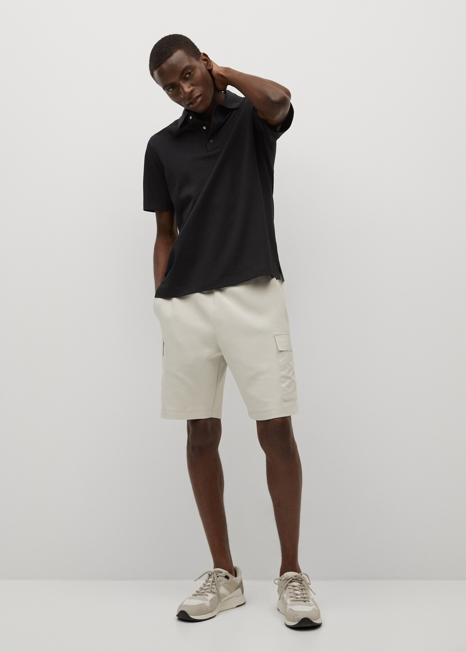 Technical cotton piqué polo shirt - General plane